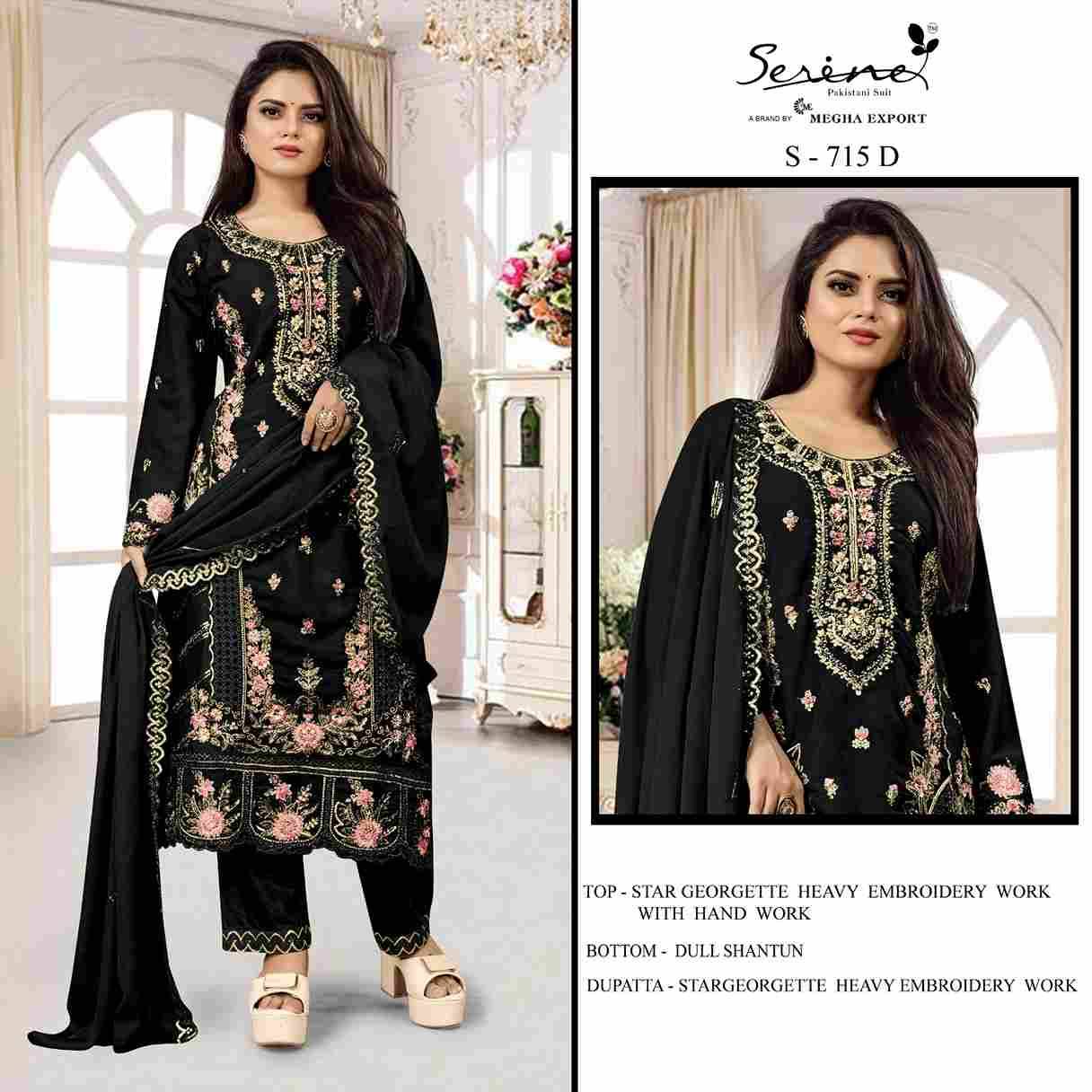 Serene Hit Design S-715 Colours By Serene S-715-A To S-715-D Series Designer Pakistani Suits Beautiful Fancy Colorful Stylish Party Wear & Occasional Wear Faux Georgette Embroidered Dresses At Wholesale Price