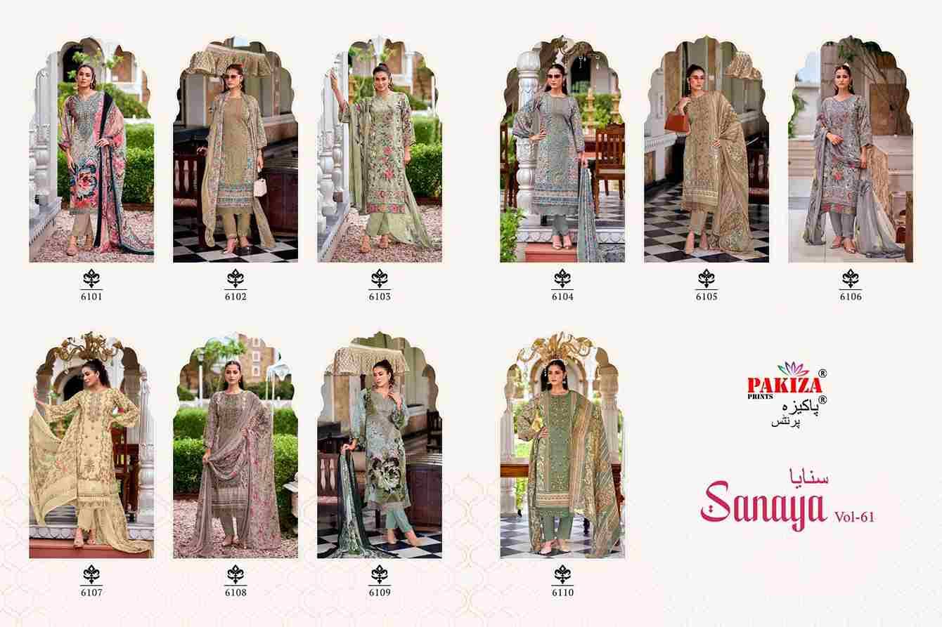 Sanaya Vol-61 By Pakiza Prints 6101 To 6110 Series Beautiful Festive Suits Stylish Fancy Colorful Party Wear & Occasional Wear Royal Crepe Dresses At Wholesale Price