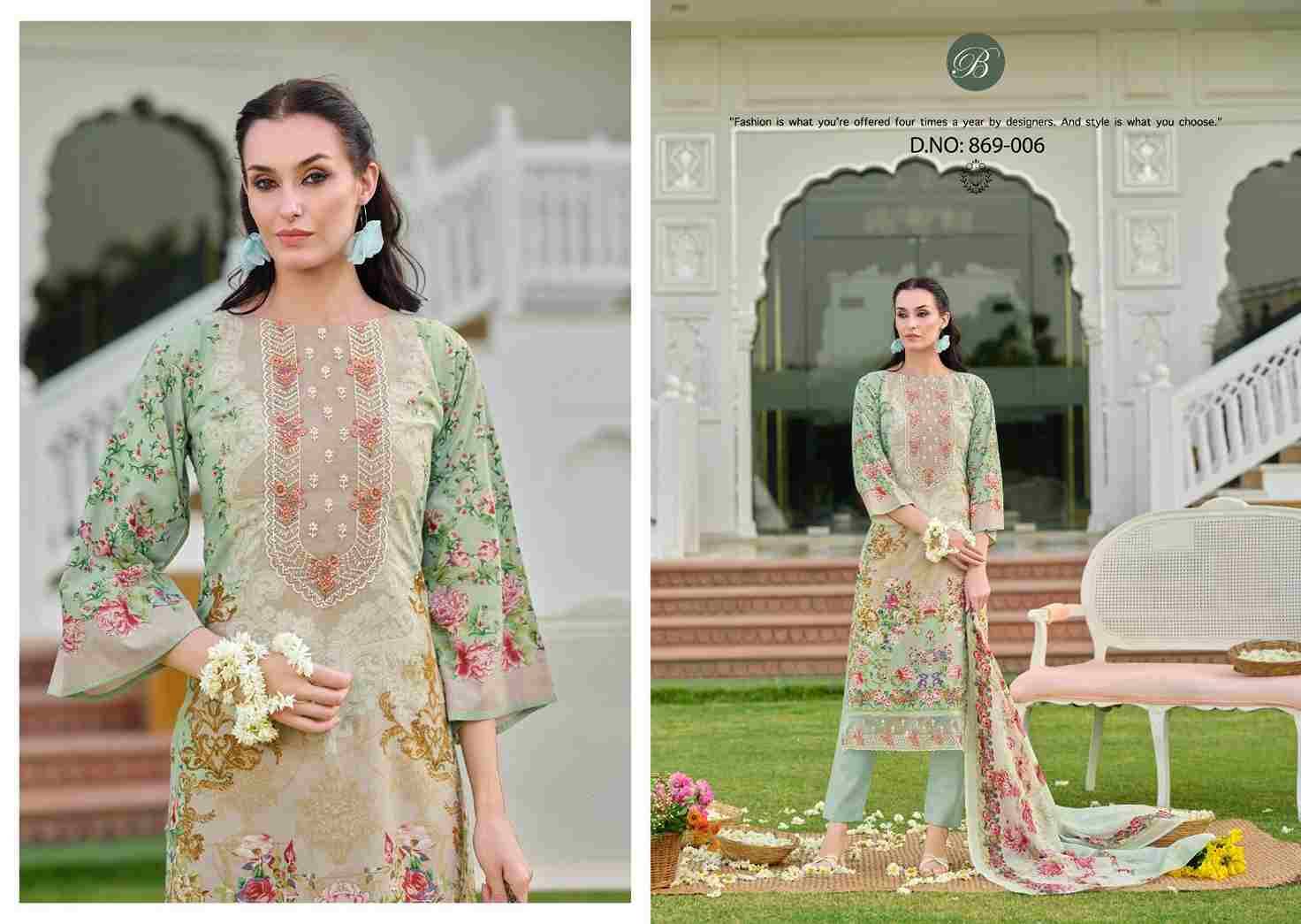 Yasmin Vol-2 By Belliza 869-001 To 869-008 Series Beautiful Suits Colorful Stylish Fancy Casual Wear & Ethnic Wear Pure Jam Cotton Dresses At Wholesale Price