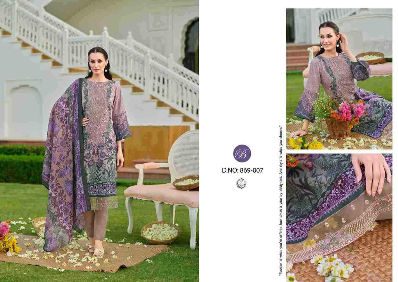 Yasmin Vol-2 By Belliza 869-001 To 869-008 Series Beautiful Suits Colorful Stylish Fancy Casual Wear & Ethnic Wear Pure Jam Cotton Dresses At Wholesale Price