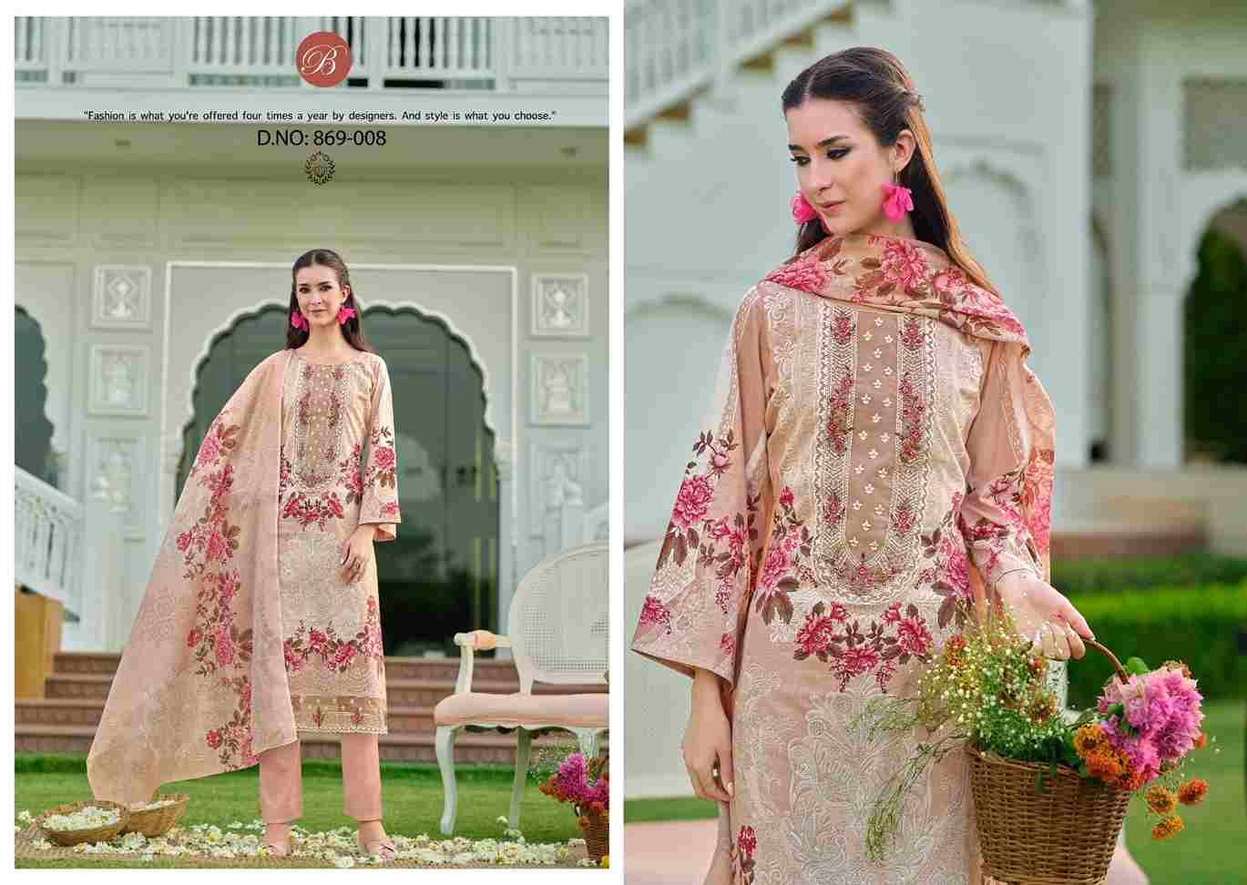 Yasmin Vol-2 By Belliza 869-001 To 869-008 Series Beautiful Suits Colorful Stylish Fancy Casual Wear & Ethnic Wear Pure Jam Cotton Dresses At Wholesale Price