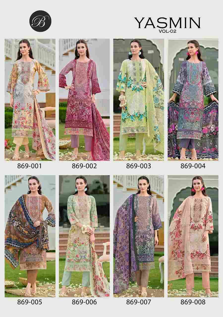 Yasmin Vol-2 By Belliza 869-001 To 869-008 Series Beautiful Suits Colorful Stylish Fancy Casual Wear & Ethnic Wear Pure Jam Cotton Dresses At Wholesale Price