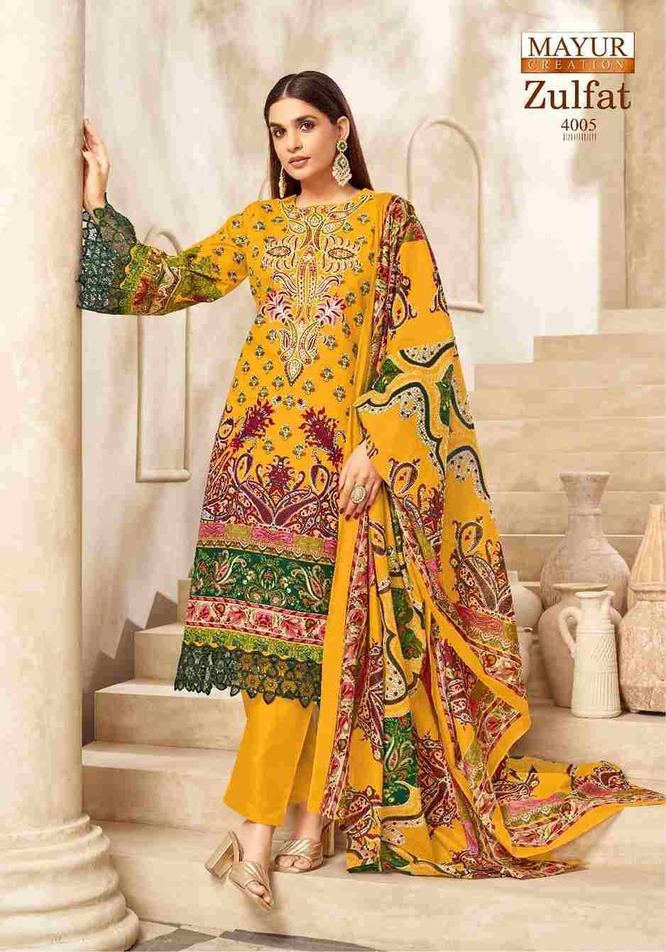 Zulfat Vol-4 By Mayur Creation 4001 To 4008 Series Beautiful Stylish Festive Suits Fancy Colorful Casual Wear & Ethnic Wear & Ready To Wear Heavy Cotton Print Dresses At Wholesale Price