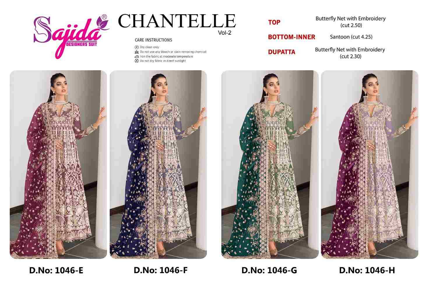 Chantelle Vol-2 By Sajida Designer Suits 1046-E To 1046-H Series Designer Pakistani Suits Beautiful Fancy Stylish Colorful Party Wear & Occasional Wear Net With Embroidery Dresses At Wholesale Price