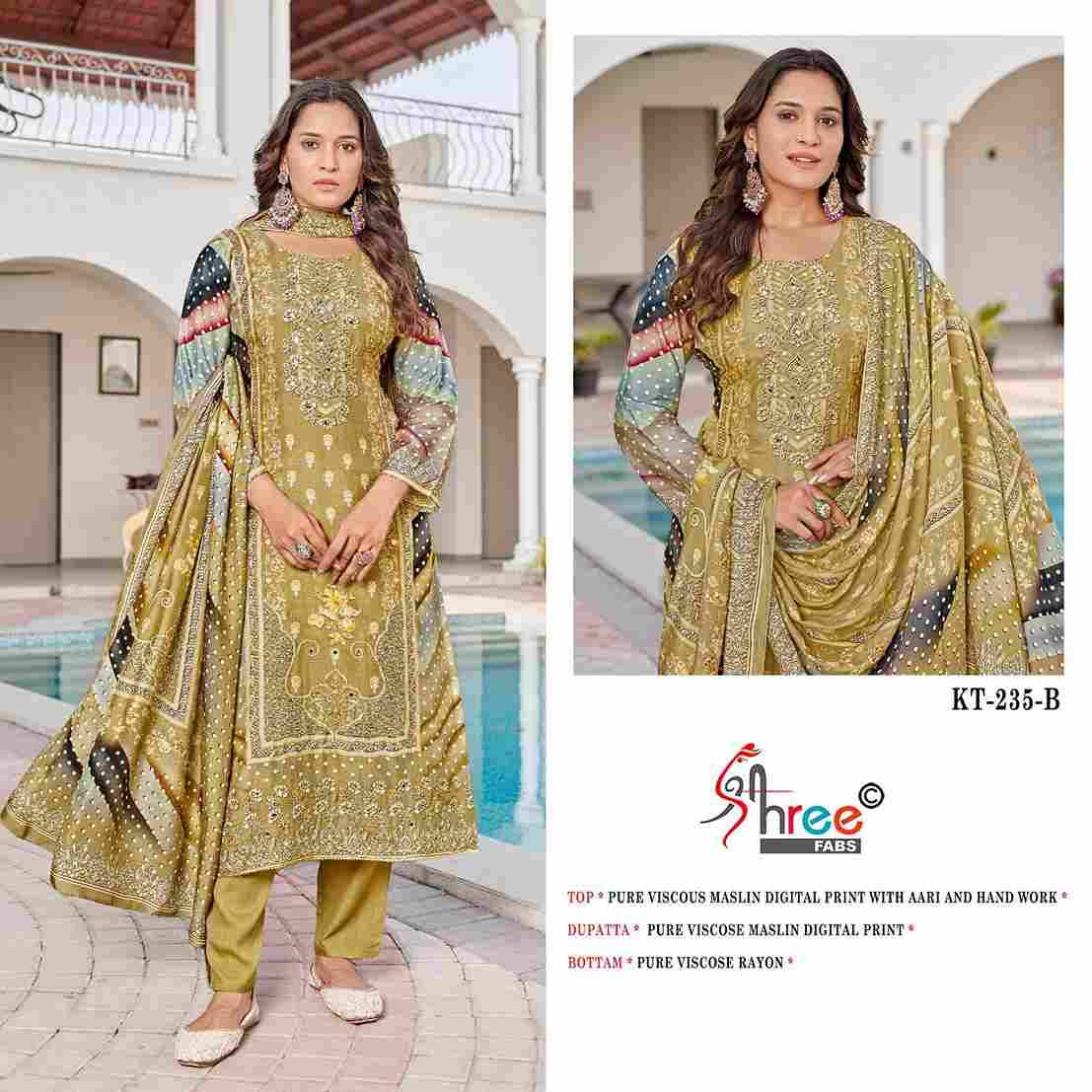Shree Fabs Hit Design KT-235 Colours By Shree Fabs KT-235 To KT-235-C Series Designer Pakistani Suits Beautiful Fancy Stylish Colorful Party Wear & Occasional Wear Pure Viscose Muslin Embroidery Dresses At Wholesale Price