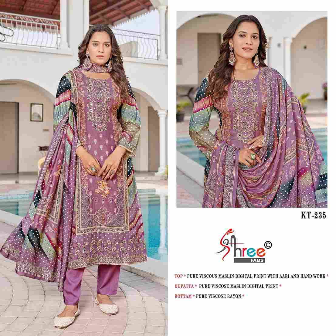 Shree Fabs Hit Design KT-235 Colours By Shree Fabs KT-235 To KT-235-C Series Designer Pakistani Suits Beautiful Fancy Stylish Colorful Party Wear & Occasional Wear Pure Viscose Muslin Embroidery Dresses At Wholesale Price