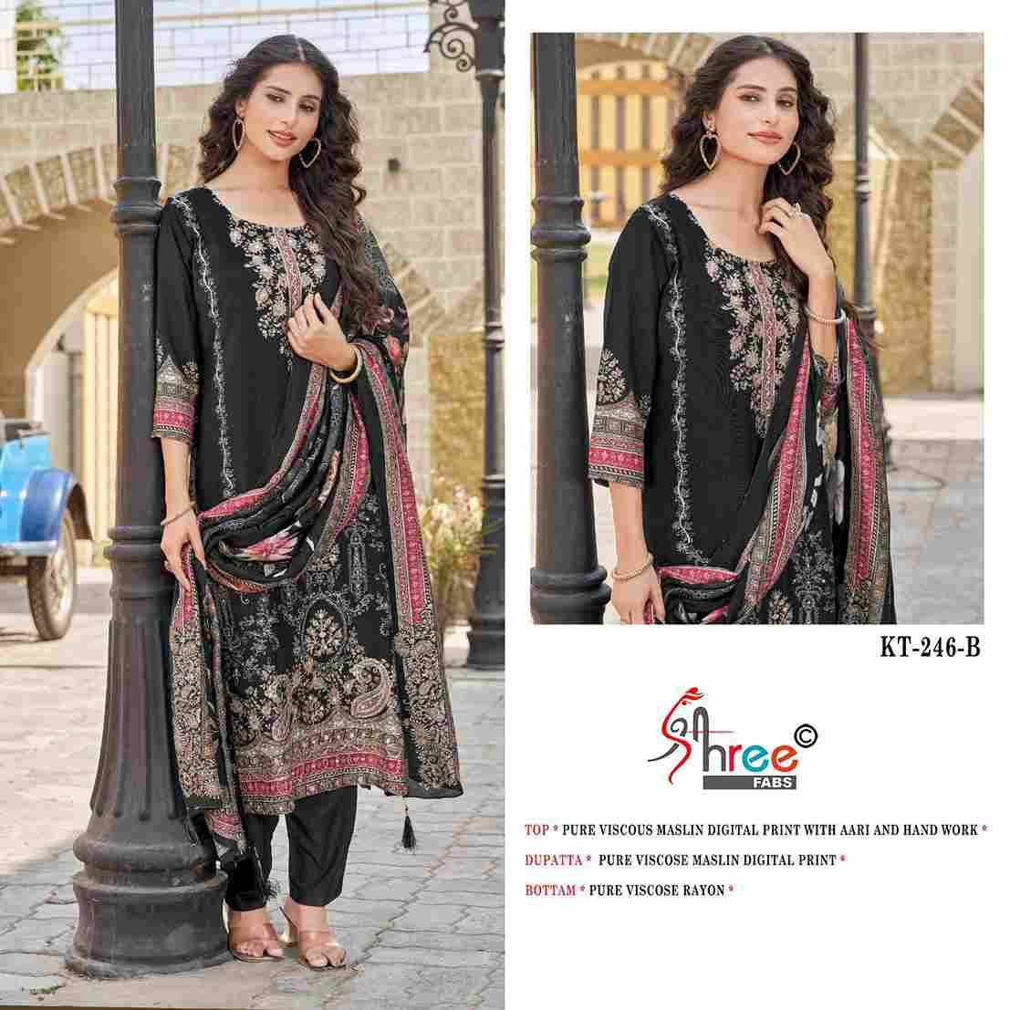 Shree Fabs Hit Design KT-246 Colours By Shree Fabs KT-246 To KT-246-C Series Designer Pakistani Suits Beautiful Fancy Stylish Colorful Party Wear & Occasional Wear Pure Viscose Muslin Embroidery Dresses At Wholesale Price
