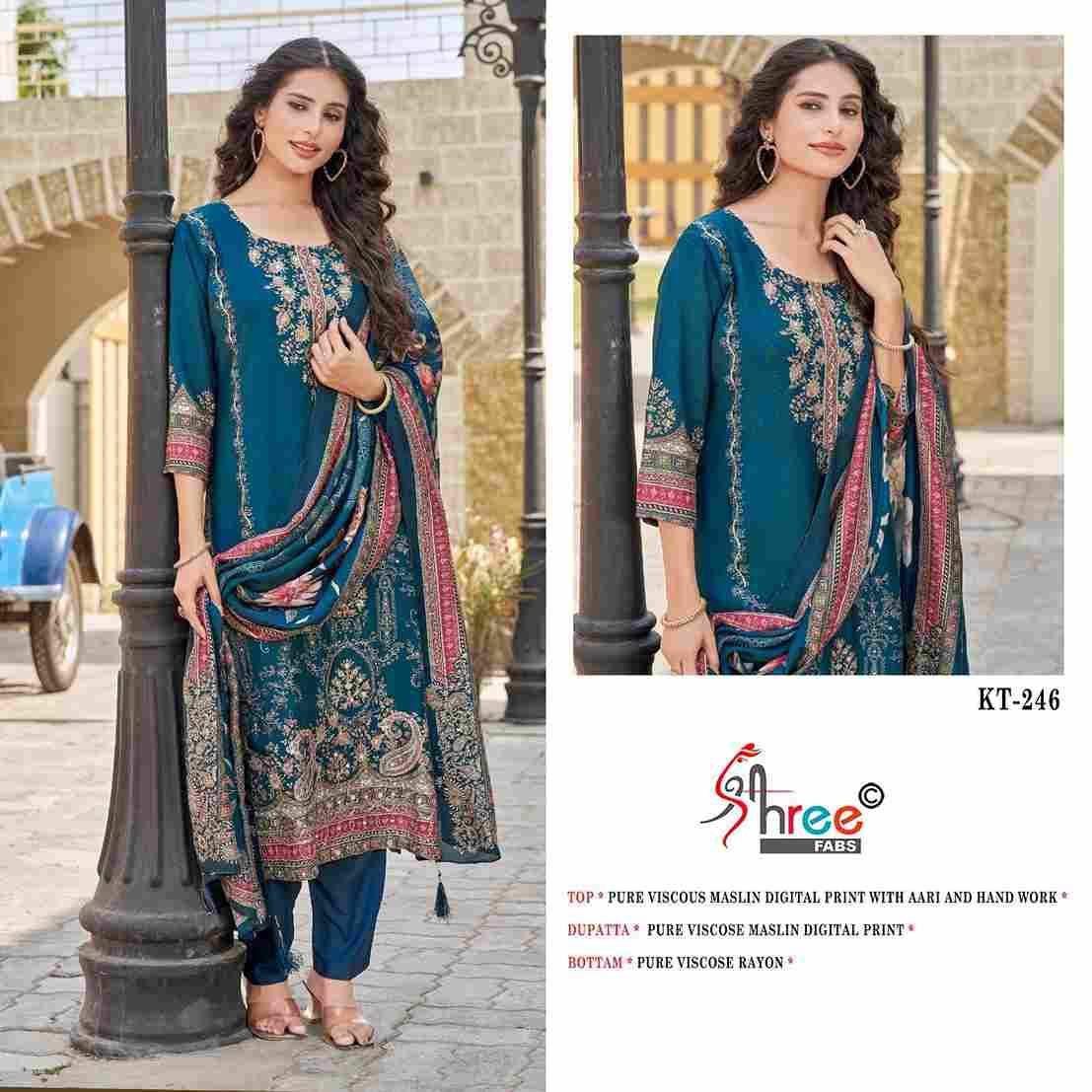 Shree Fabs Hit Design KT-246 Colours By Shree Fabs KT-246 To KT-246-C Series Designer Pakistani Suits Beautiful Fancy Stylish Colorful Party Wear & Occasional Wear Pure Viscose Muslin Embroidery Dresses At Wholesale Price