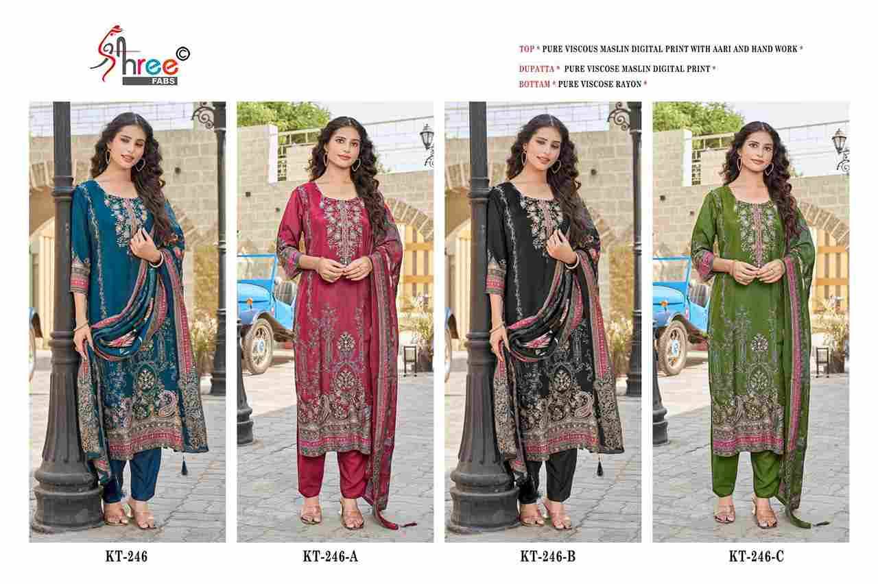 Shree Fabs Hit Design KT-246 Colours By Shree Fabs KT-246 To KT-246-C Series Designer Pakistani Suits Beautiful Fancy Stylish Colorful Party Wear & Occasional Wear Pure Viscose Muslin Embroidery Dresses At Wholesale Price