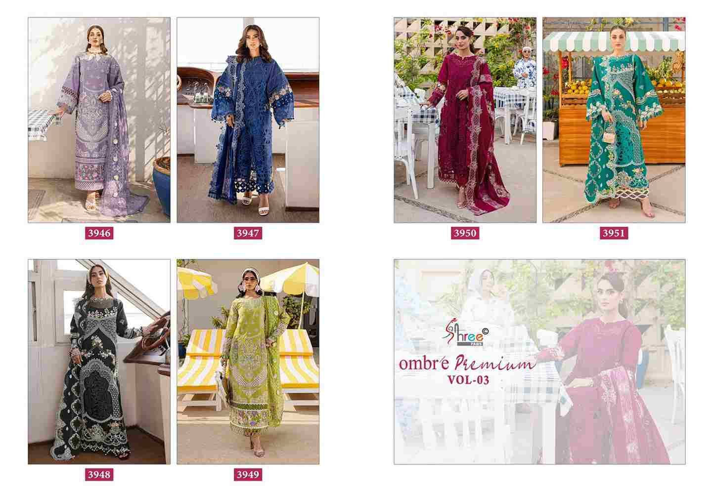 Ombre Premium Vol-3 By Shree Fabs 3946 To 3951 Series Designer Pakistani Suits Collection Beautiful Stylish Fancy Colorful Party Wear & Ethnic Wear Pure Viscose With Pure Cotton With Embroidery Dresses At Wholesale Price