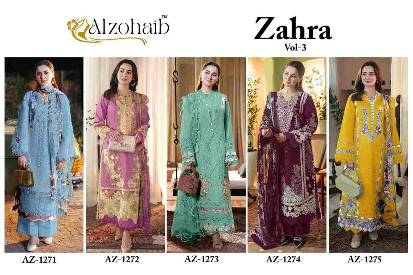 Zahra Vol-3 By Alzohaib 1271 To 1275 Series Beautiful Pakistani Suits Stylish Fancy Colorful Party Wear & Occasional Wear Cambric Cotton Print Dresses At Wholesale Price