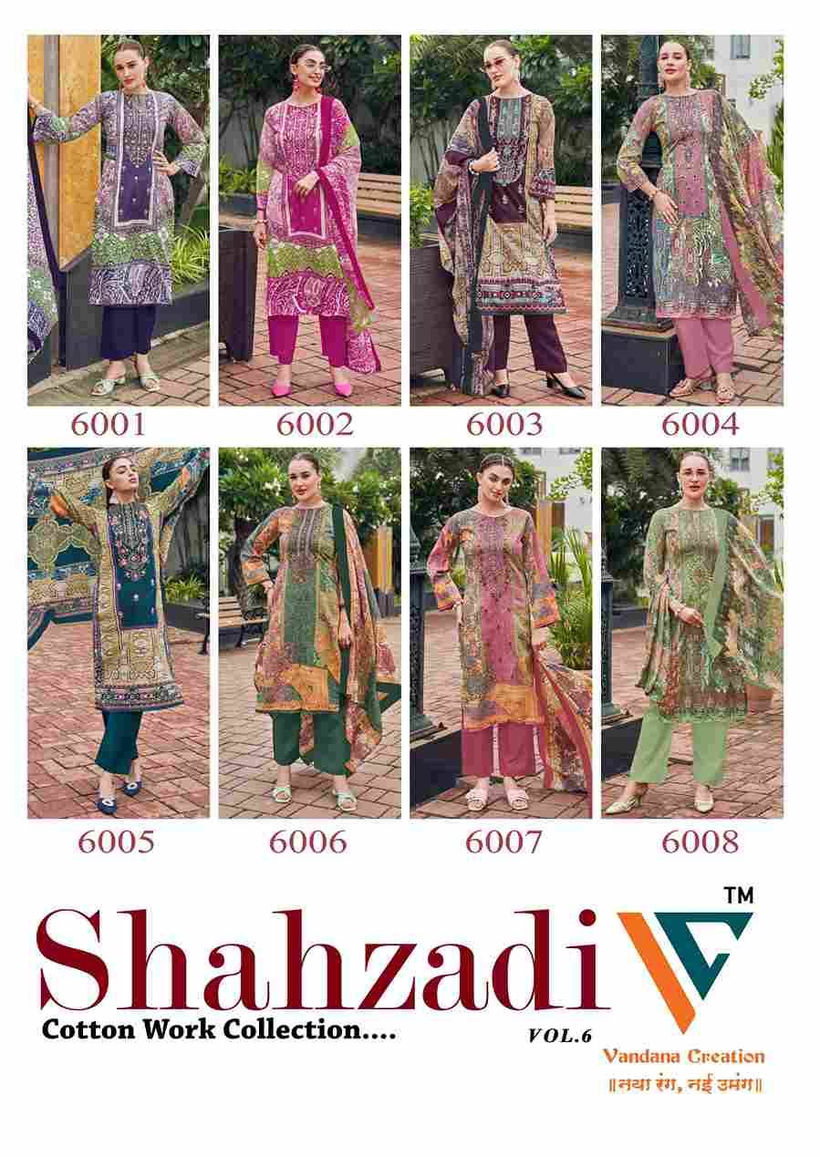 Shahzadi Vol-6 By Vandana Creation 1001 To 1008 Series Beautiful Festive Suits Stylish Fancy Colorful Casual Wear & Ethnic Wear Cotton Print Dresses At Wholesale Price