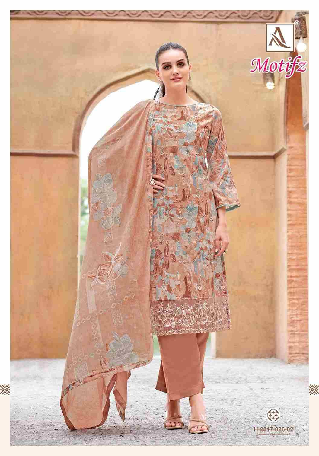 Motifz By Alok Suit 2017-826-01 To 2017-826-06 Series Beautiful Festive Suits Colorful Stylish Fancy Casual Wear & Ethnic Wear Pure Cambric Cotton Dresses At Wholesale Price