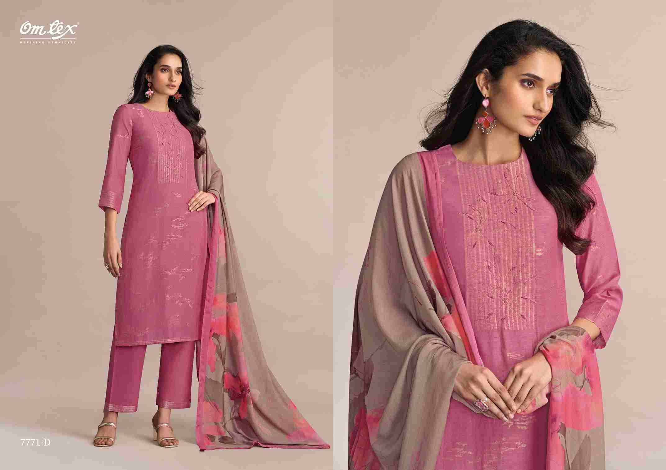 Jhilmil By Om Tex 7771-A To 7771-D Series Beautiful Suits Stylish Fancy Colorful Party Wear & Ethnic Wear Linen Jacquard Dresses At Wholesale Price
