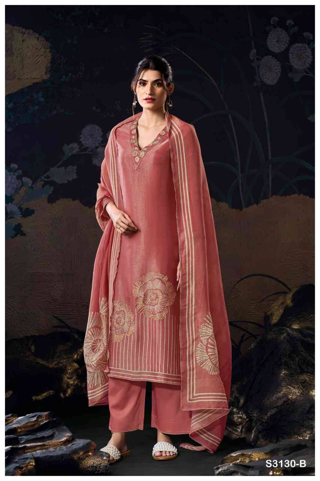 Anwika-3130 By Ganga Fashion 3130-A To 3130-D Series Beautiful Festive Suits Colorful Stylish Fancy Casual Wear & Ethnic Wear Pure Bemberg Silk Dresses At Wholesale Price