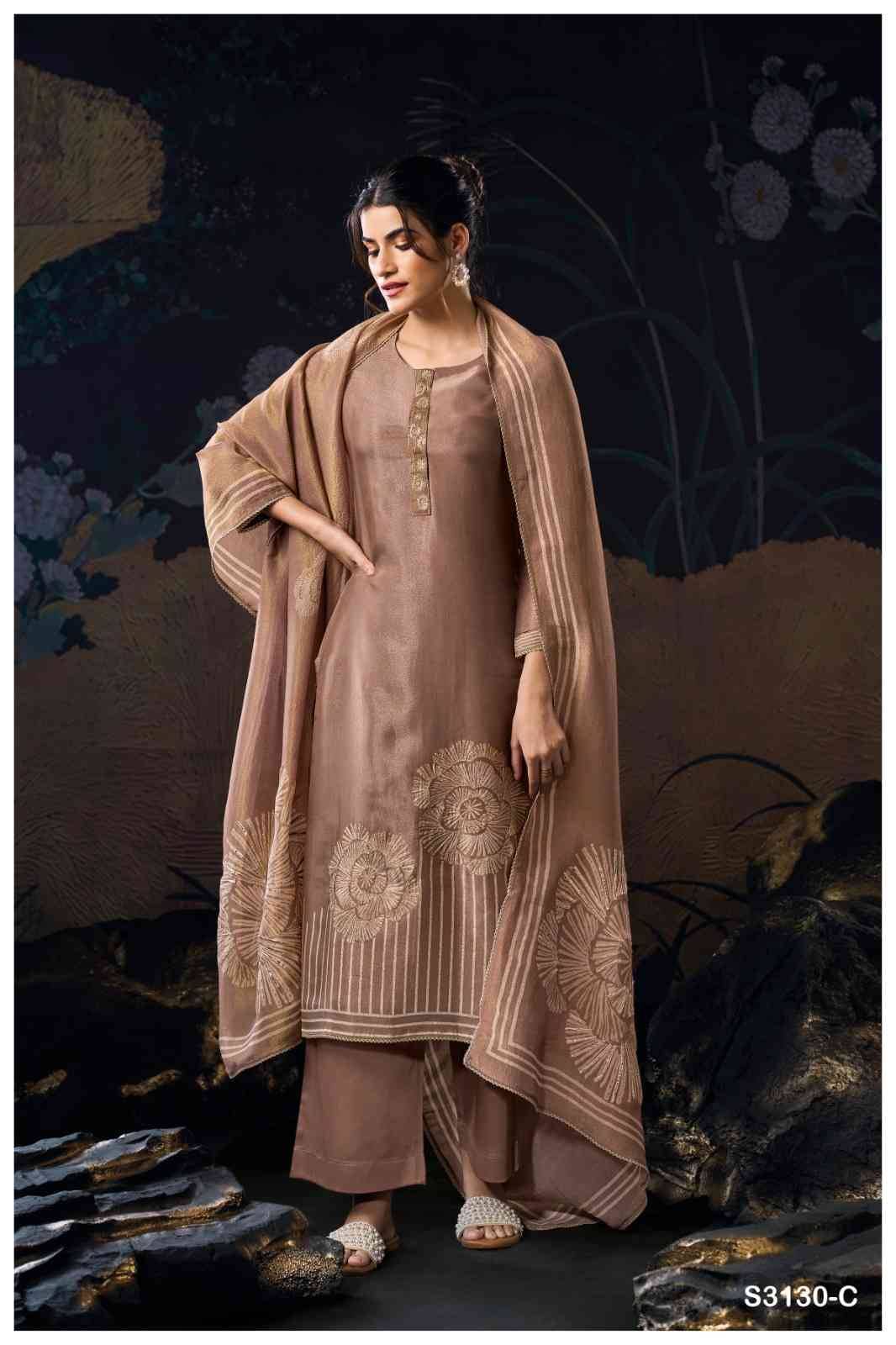 Anwika-3130 By Ganga Fashion 3130-A To 3130-D Series Beautiful Festive Suits Colorful Stylish Fancy Casual Wear & Ethnic Wear Pure Bemberg Silk Dresses At Wholesale Price