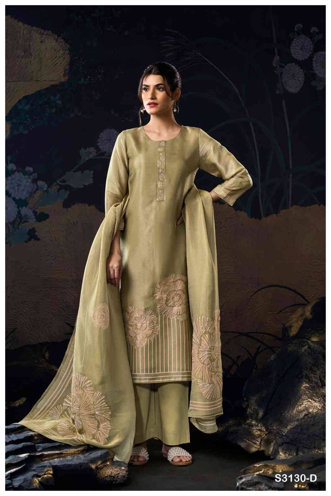 Anwika-3130 By Ganga Fashion 3130-A To 3130-D Series Beautiful Festive Suits Colorful Stylish Fancy Casual Wear & Ethnic Wear Pure Bemberg Silk Dresses At Wholesale Price
