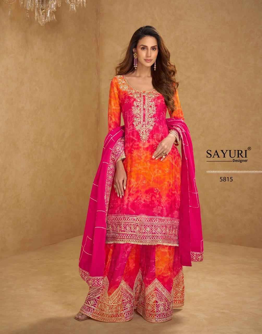 Rangeela By Sayuri 5814 To 5815 Series Designer Sharara Suits Collection Beautiful Stylish Fancy Colorful Party Wear & Occasional Wear Chinnon Silk Dresses At Wholesale Price
