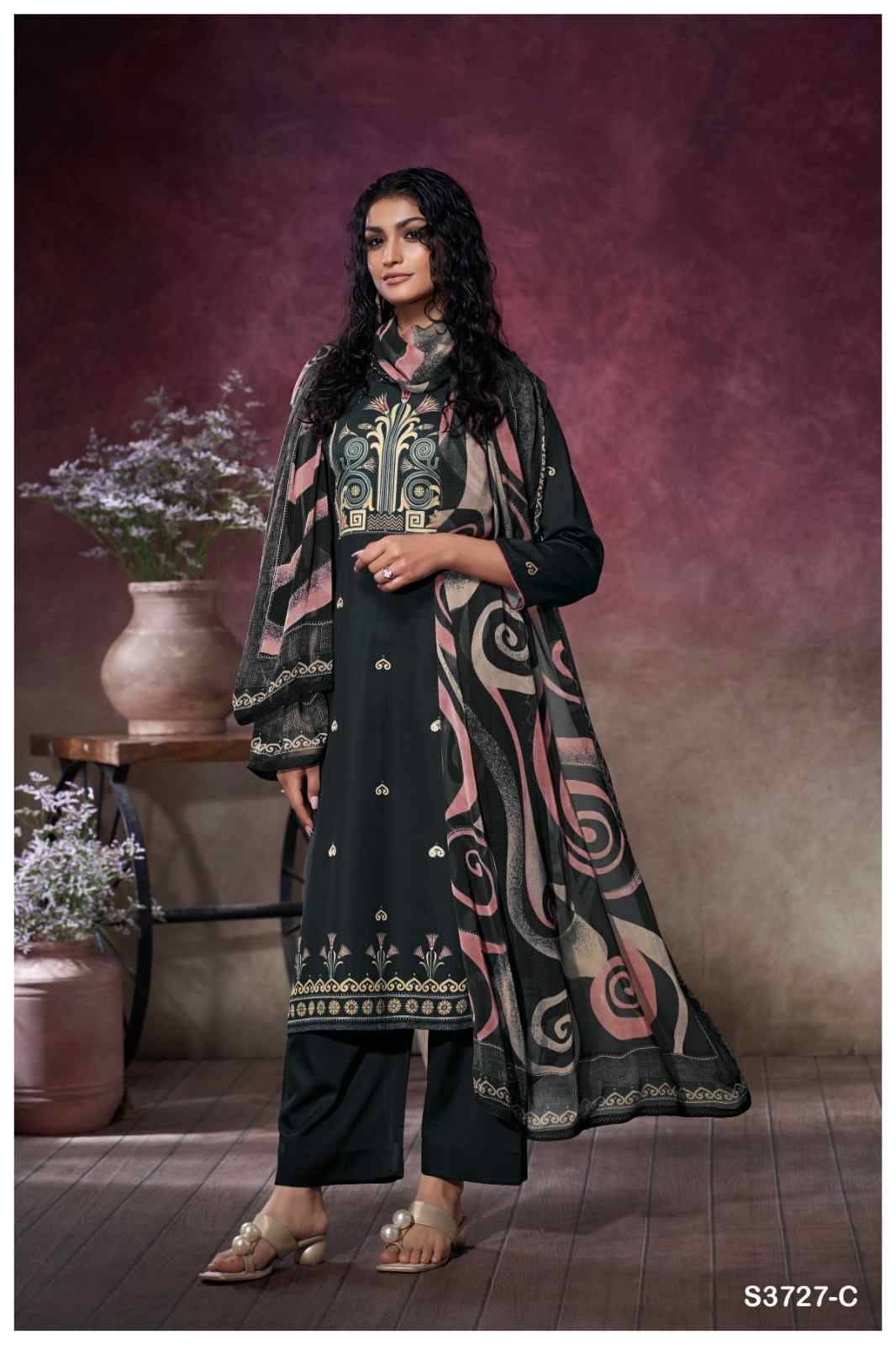 Jihana-3727 By Ganga Fashion 3727-A To 3727-D Series Beautiful Festive Suits Colorful Stylish Fancy Casual Wear & Ethnic Wear Pure Cotton Satin Dresses At Wholesale Price