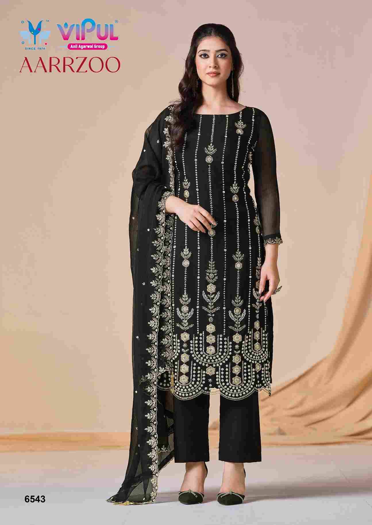 Aarrzoo By Vipul Fashion 6541 To 6546 Series Designer Festive Suits Beautiful Fancy Stylish Colorful Party Wear & Occasional Wear Chiffon With Embroidery Dresses At Wholesale Price