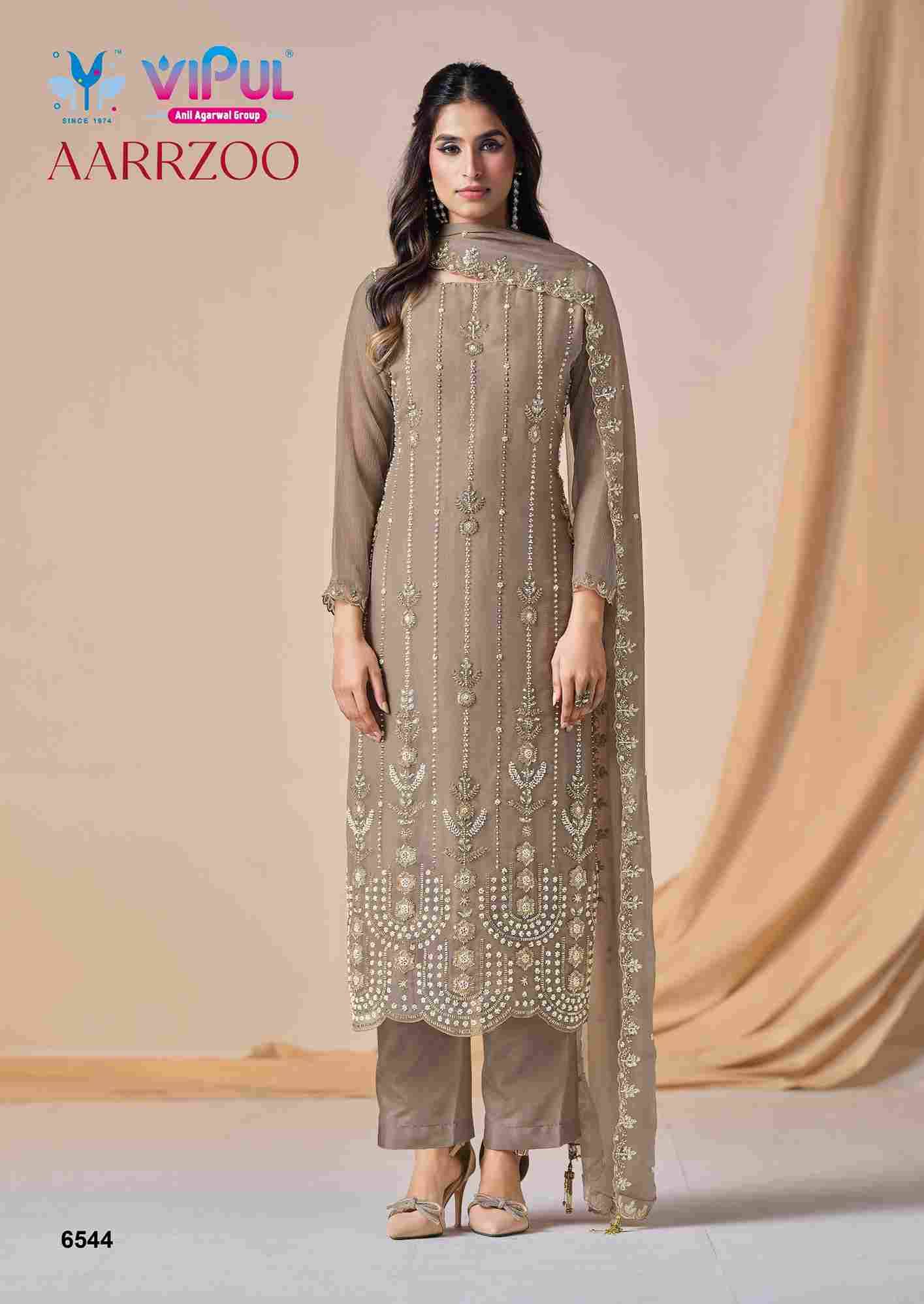 Aarrzoo By Vipul Fashion 6541 To 6546 Series Designer Festive Suits Beautiful Fancy Stylish Colorful Party Wear & Occasional Wear Chiffon With Embroidery Dresses At Wholesale Price