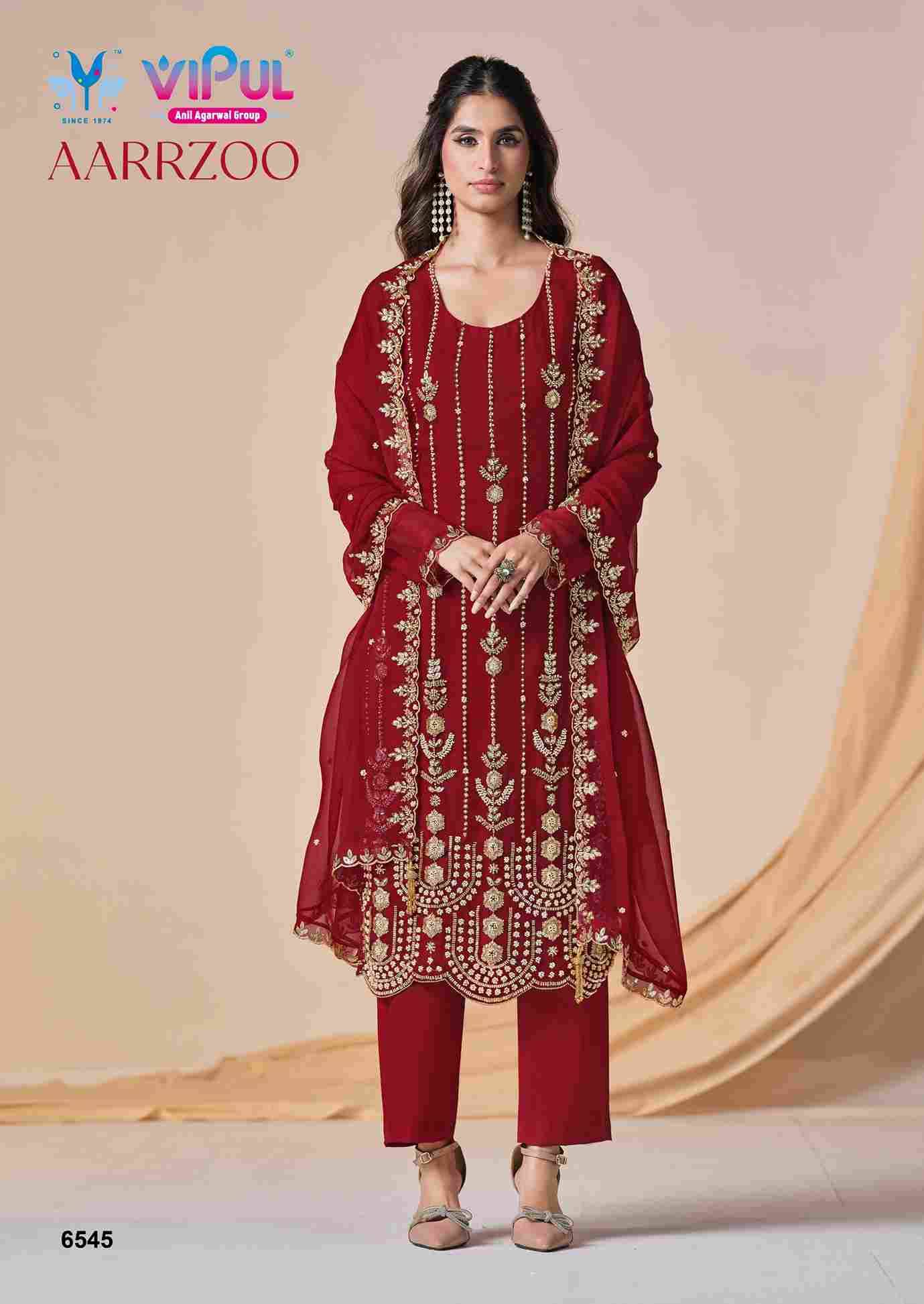 Aarrzoo By Vipul Fashion 6541 To 6546 Series Designer Festive Suits Beautiful Fancy Stylish Colorful Party Wear & Occasional Wear Chiffon With Embroidery Dresses At Wholesale Price