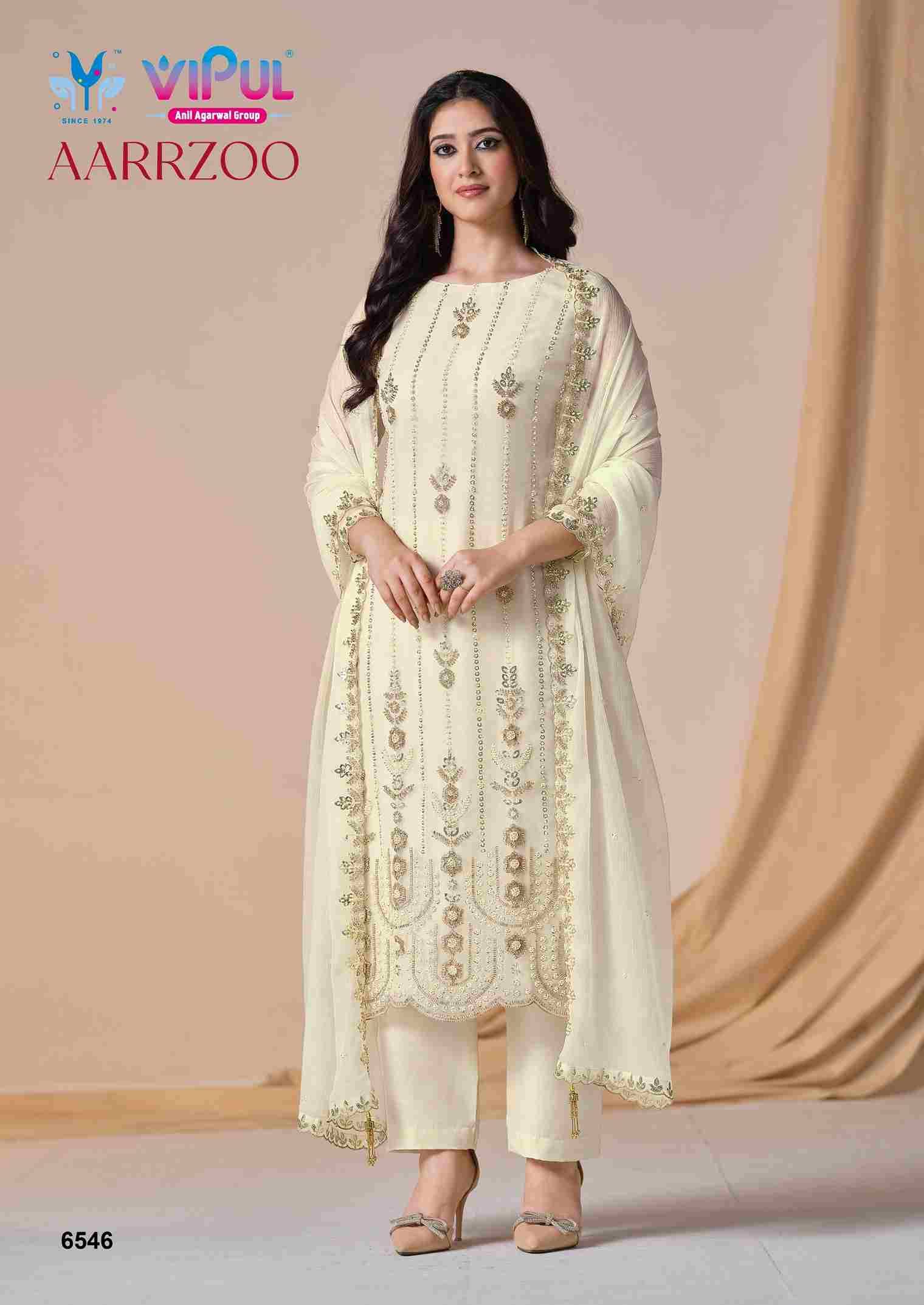Aarrzoo By Vipul Fashion 6541 To 6546 Series Designer Festive Suits Beautiful Fancy Stylish Colorful Party Wear & Occasional Wear Chiffon With Embroidery Dresses At Wholesale Price