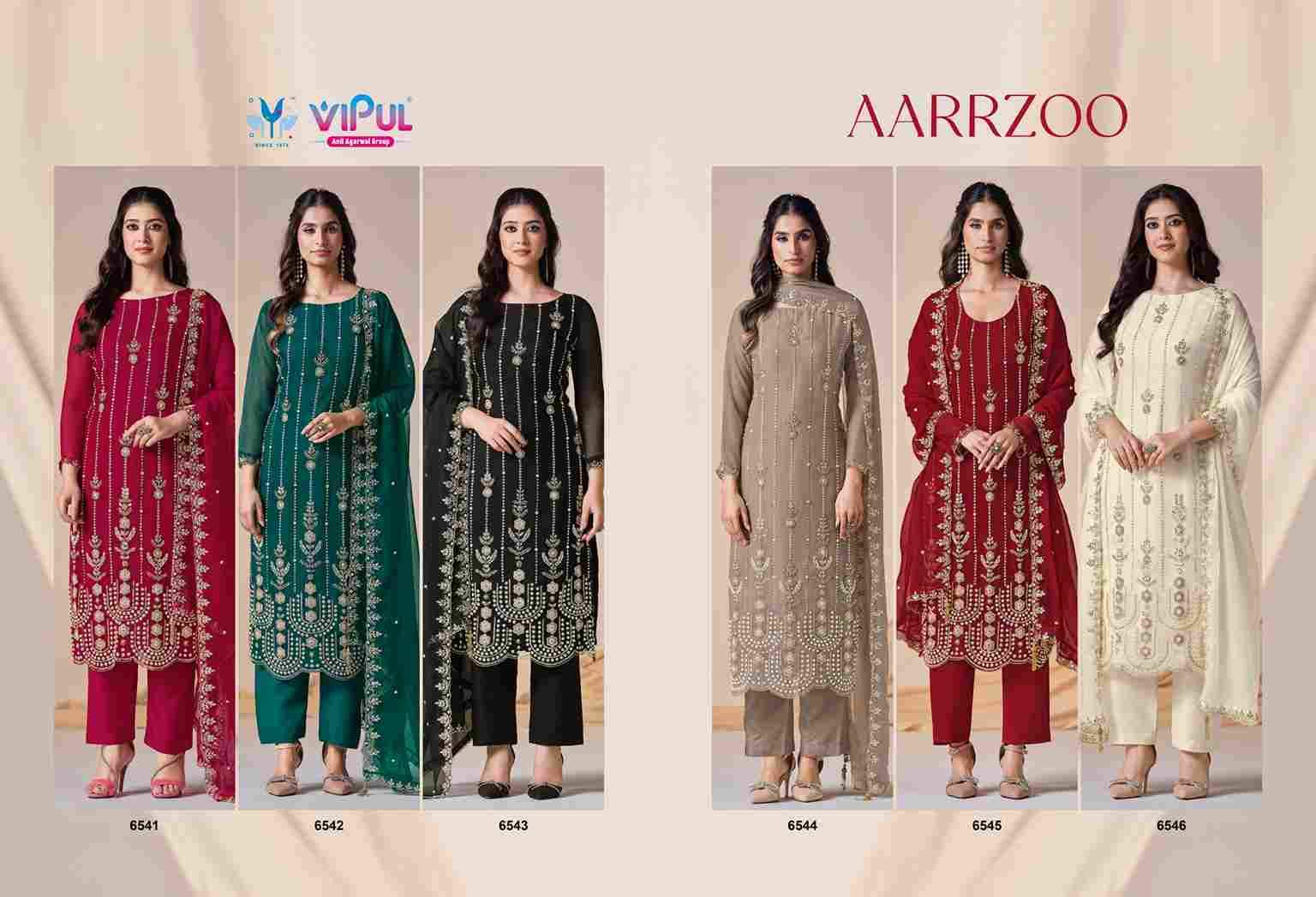 Aarrzoo By Vipul Fashion 6541 To 6546 Series Designer Festive Suits Beautiful Fancy Stylish Colorful Party Wear & Occasional Wear Chiffon With Embroidery Dresses At Wholesale Price