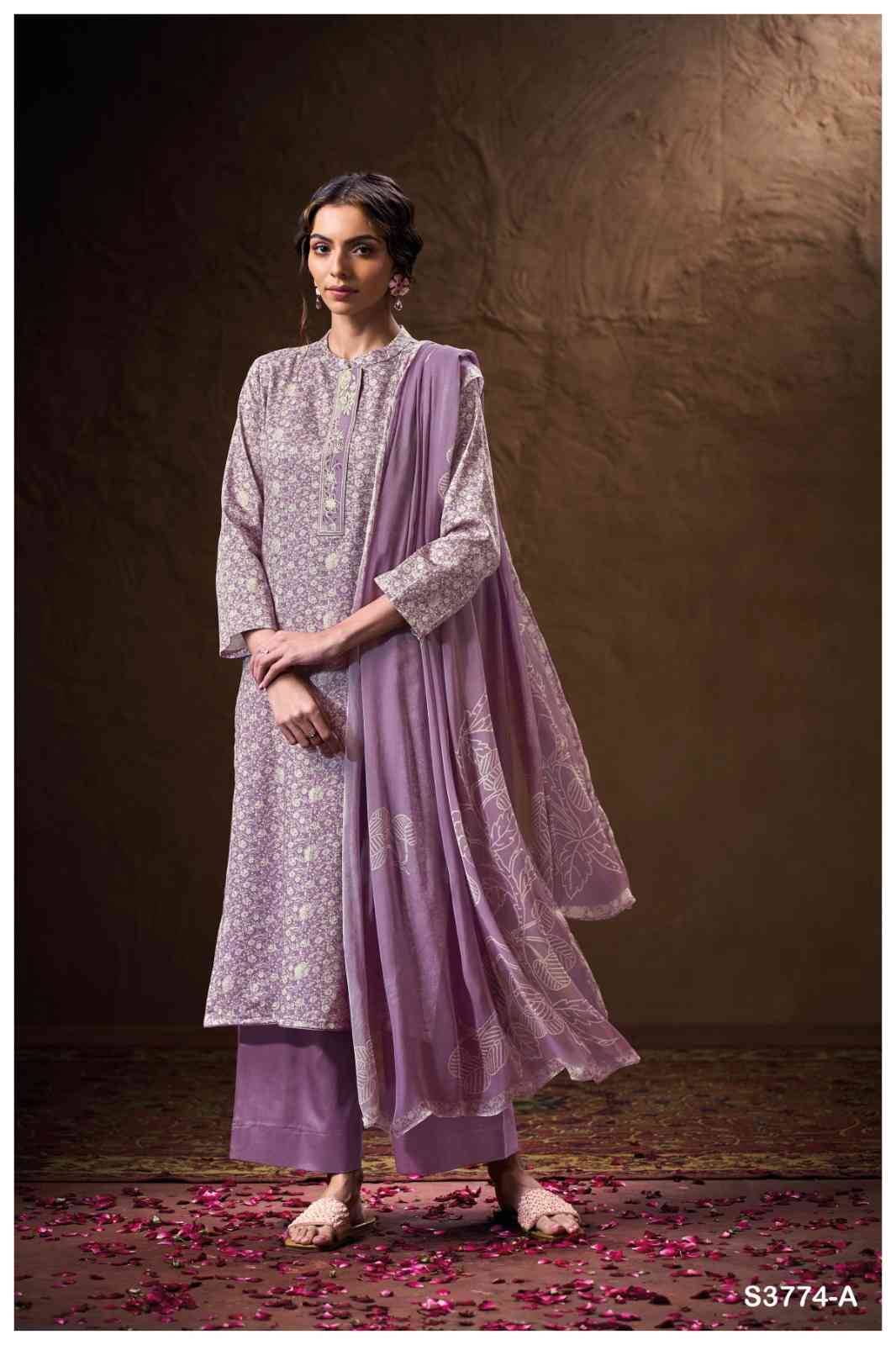 Monaly-3774 By Ganga Fashion 3774-A To 3774-D Series Beautiful Festive Suits Colorful Stylish Fancy Casual Wear & Ethnic Wear Pure Cotton Satin Dresses At Wholesale Price