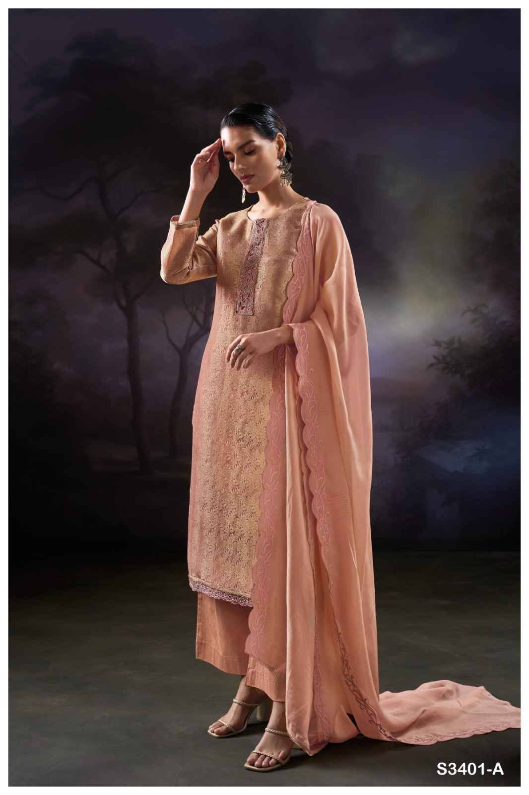 Lama-3401 By Ganga Fashion 3401-A To 3401-B Series Beautiful Festive Suits Colorful Stylish Fancy Casual Wear & Ethnic Wear Pure Bemberg Silk Dresses At Wholesale Price