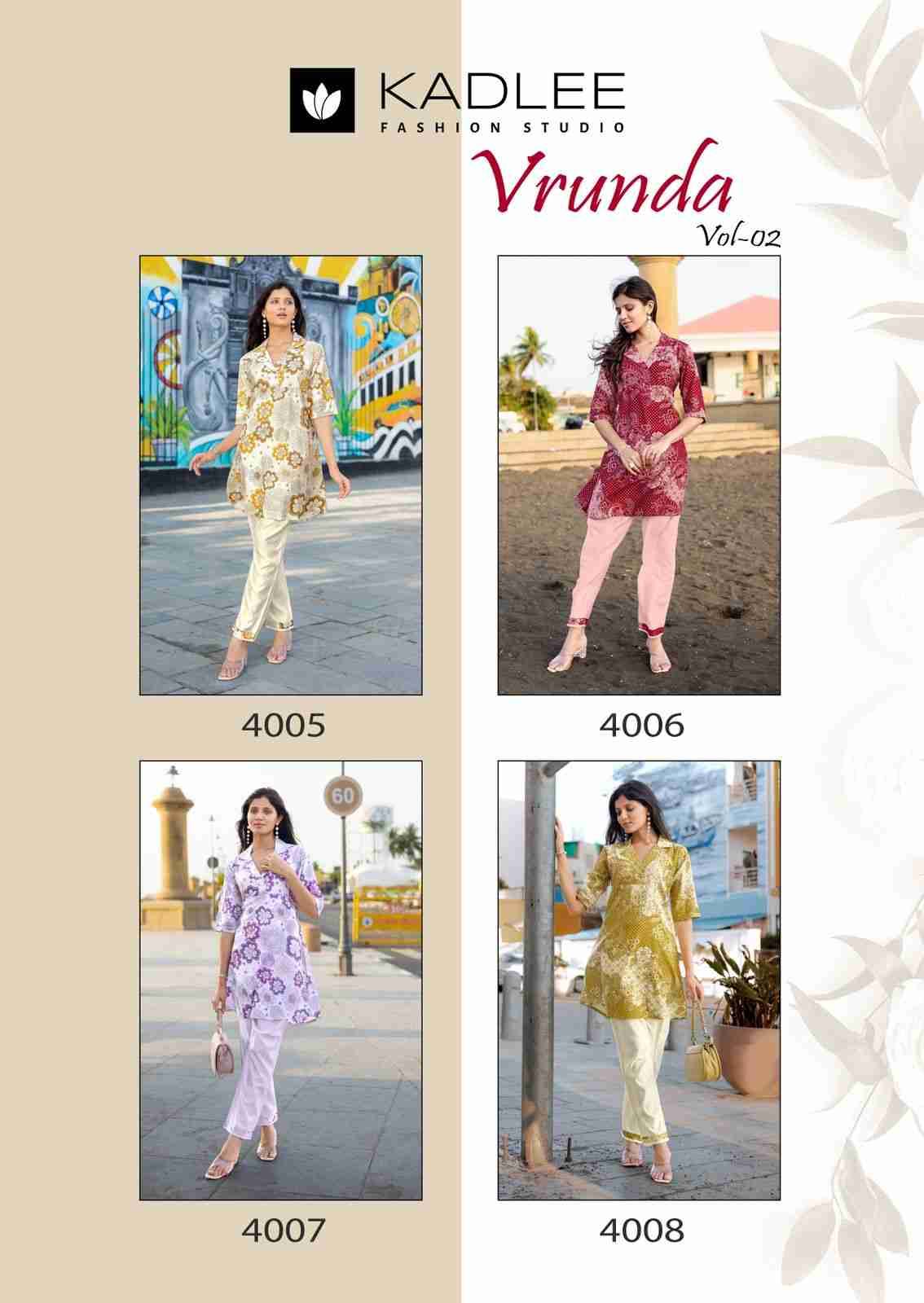 Vrunda Vol-2 By Kadlee 4005 To 4008 Series Designer Stylish Fancy Colorful Beautiful Party Wear & Ethnic Wear Collection Vetican Print Tops With Bottom At Wholesale Price