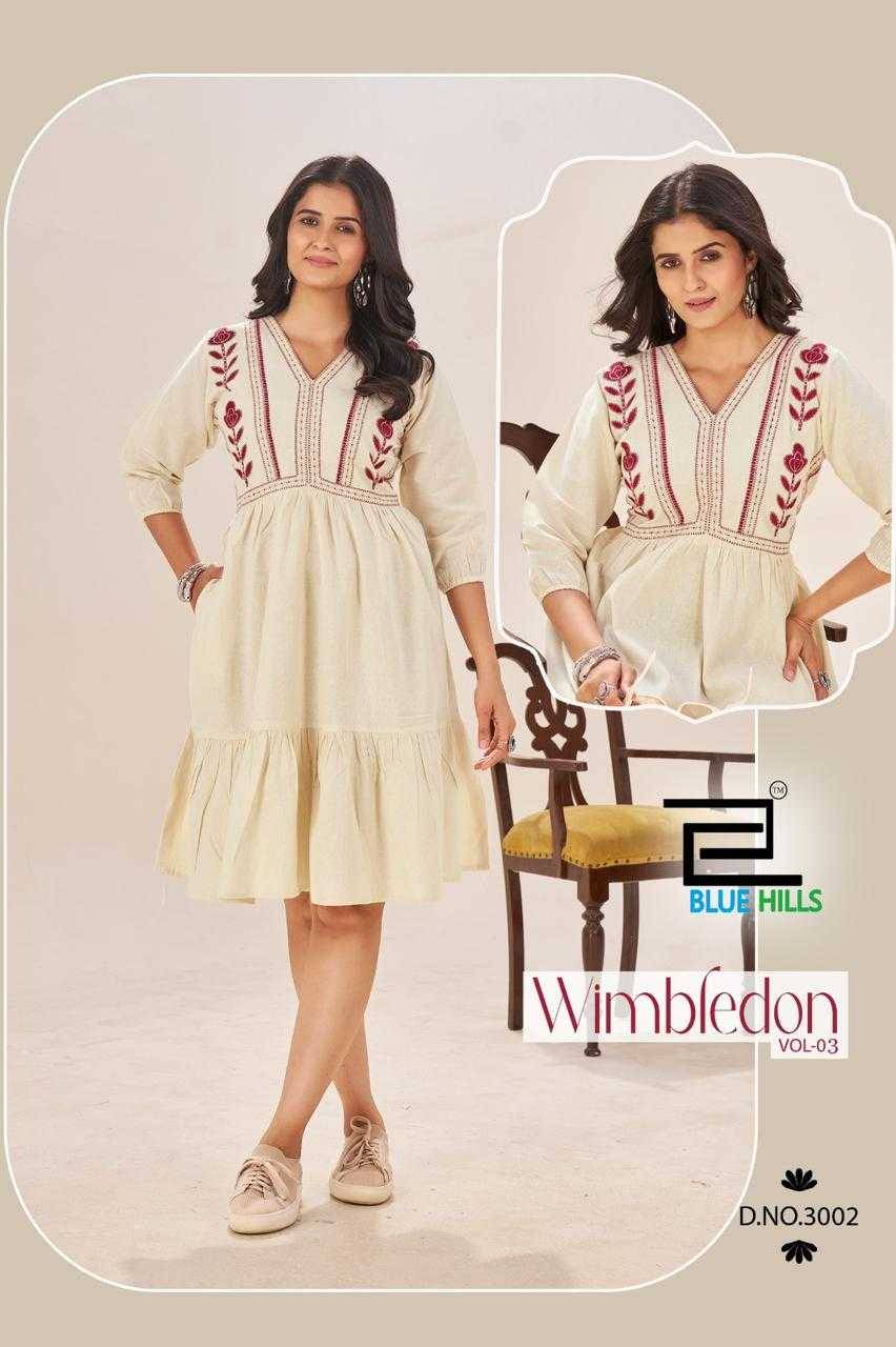 Wimbledon Vol-3 By Blue Hills 3001 To 3004 Series Beautiful Stylish Fancy Colorful Casual Wear & Ethnic Wear Cotton Flex Kurtis At Wholesale Price