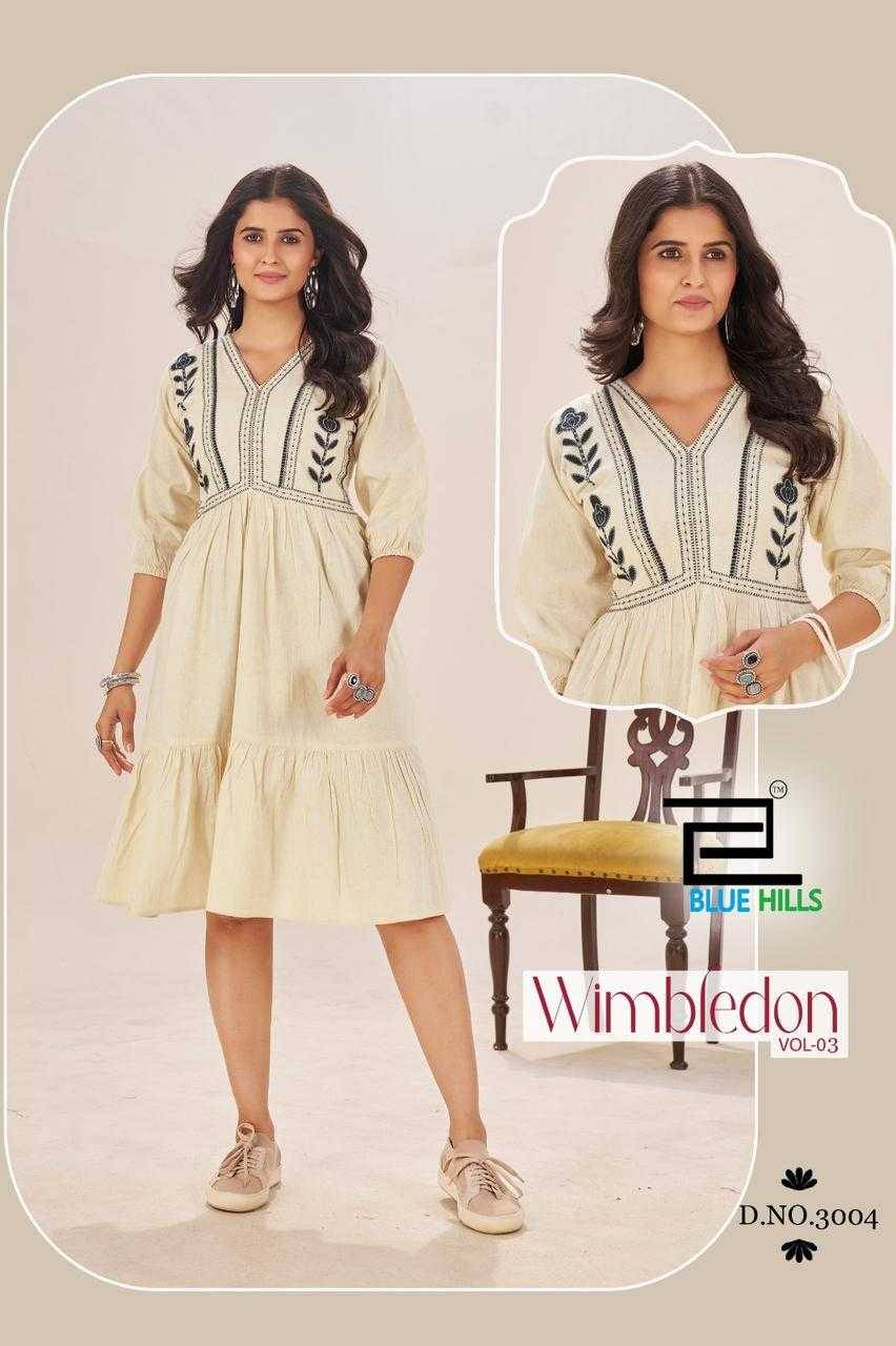 Wimbledon Vol-3 By Blue Hills 3001 To 3004 Series Beautiful Stylish Fancy Colorful Casual Wear & Ethnic Wear Cotton Flex Kurtis At Wholesale Price
