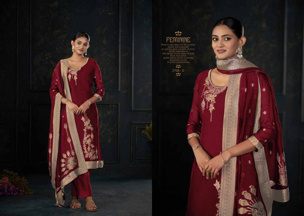 Rang By Sargam Prints 2708-A To 2708-D Series Beautiful Festive Suits Stylish Fancy Colorful Casual Wear & Ethnic Wear Pure Viscose Silk Jacquard Print Dresses At Wholesale Price