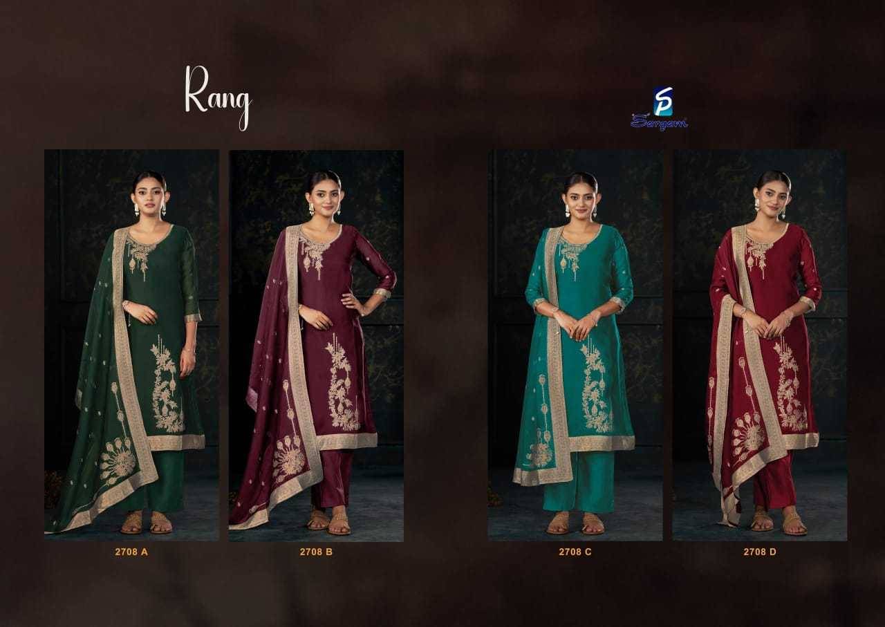 Rang By Sargam Prints 2708-A To 2708-D Series Beautiful Festive Suits Stylish Fancy Colorful Casual Wear & Ethnic Wear Pure Viscose Silk Jacquard Print Dresses At Wholesale Price