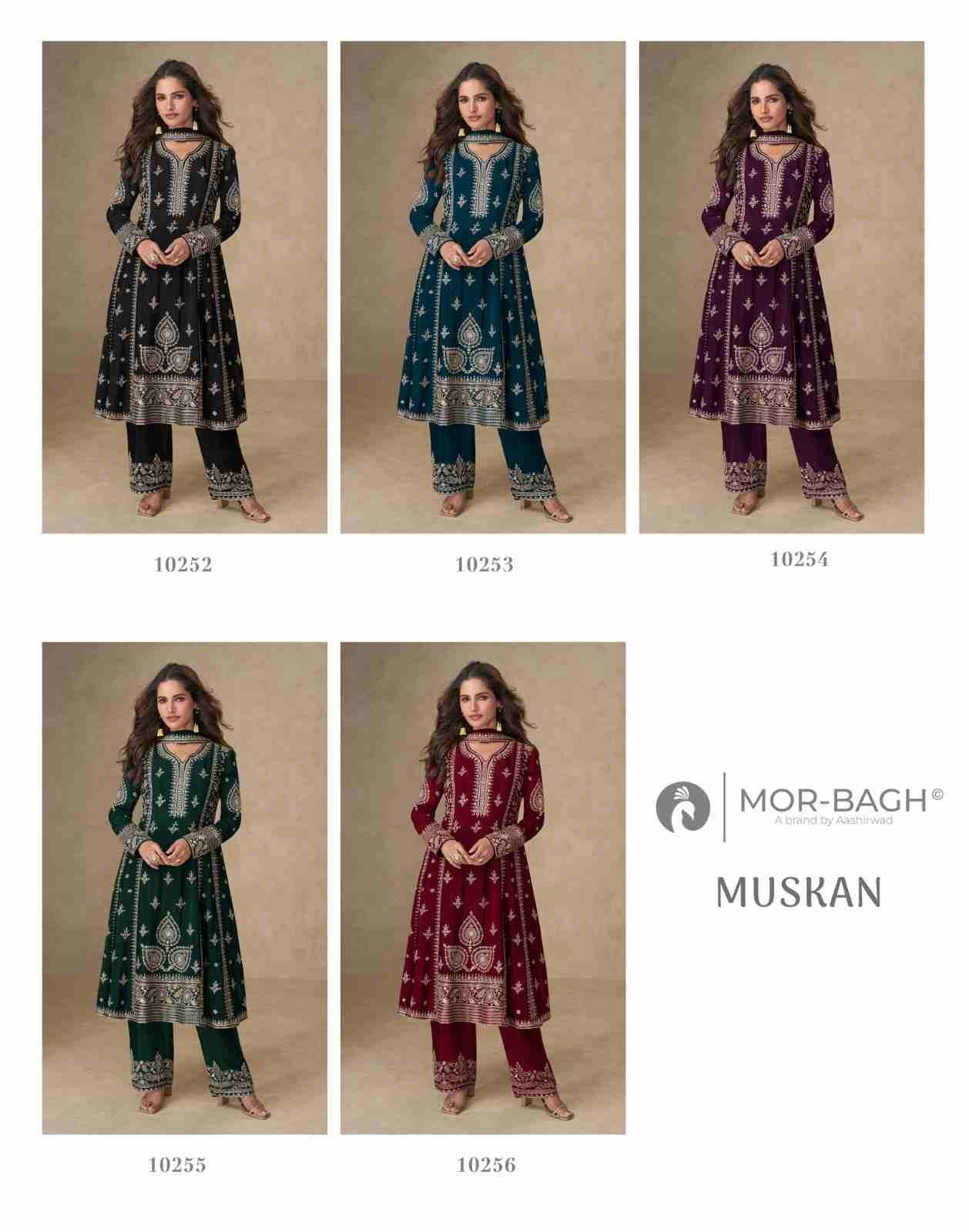 Muskan By Mor-Bagh 10252 To 10256 Series Beautiful Festive Suits Colorful Stylish Fancy Casual Wear & Ethnic Wear Simar Silk With Work Dresses At Wholesale Price