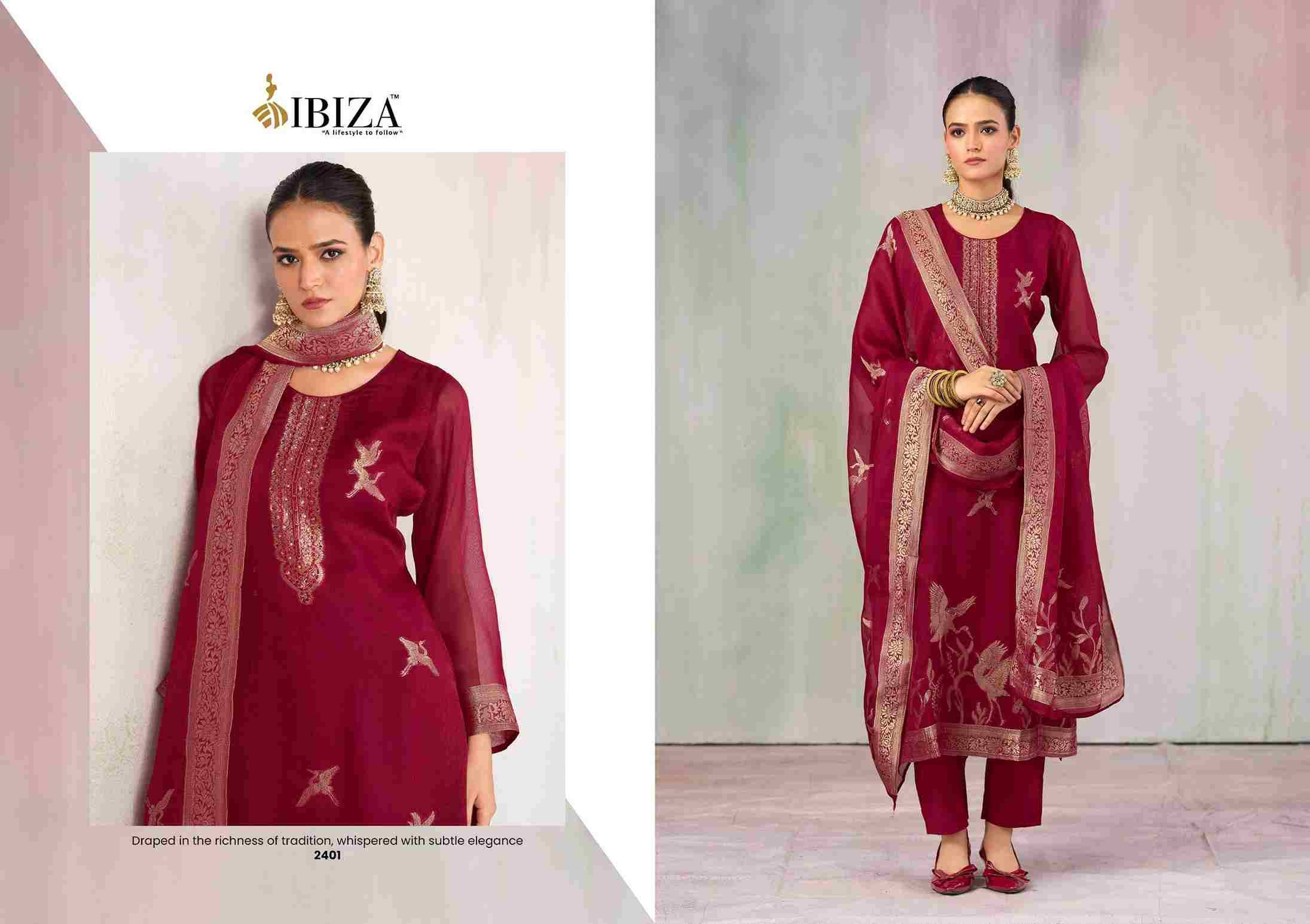 Sunira By Ibiza 2401 To 2404 Series Beautiful Festive Suits Colorful Stylish Fancy Casual Wear & Ethnic Wear Pure Jacquard Dresses At Wholesale Price