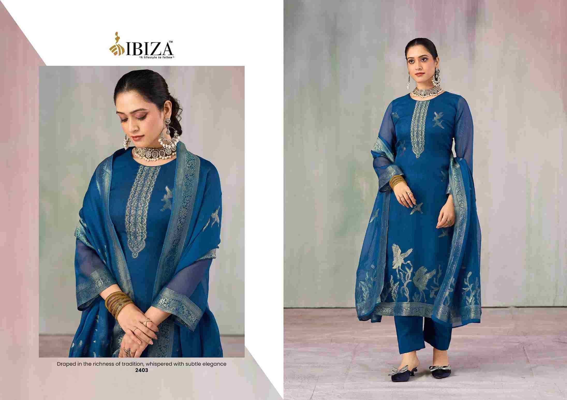 Sunira By Ibiza 2401 To 2404 Series Beautiful Festive Suits Colorful Stylish Fancy Casual Wear & Ethnic Wear Pure Jacquard Dresses At Wholesale Price