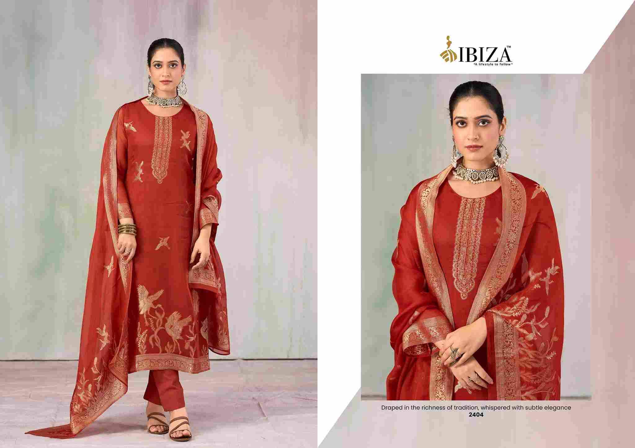 Sunira By Ibiza 2401 To 2404 Series Beautiful Festive Suits Colorful Stylish Fancy Casual Wear & Ethnic Wear Pure Jacquard Dresses At Wholesale Price
