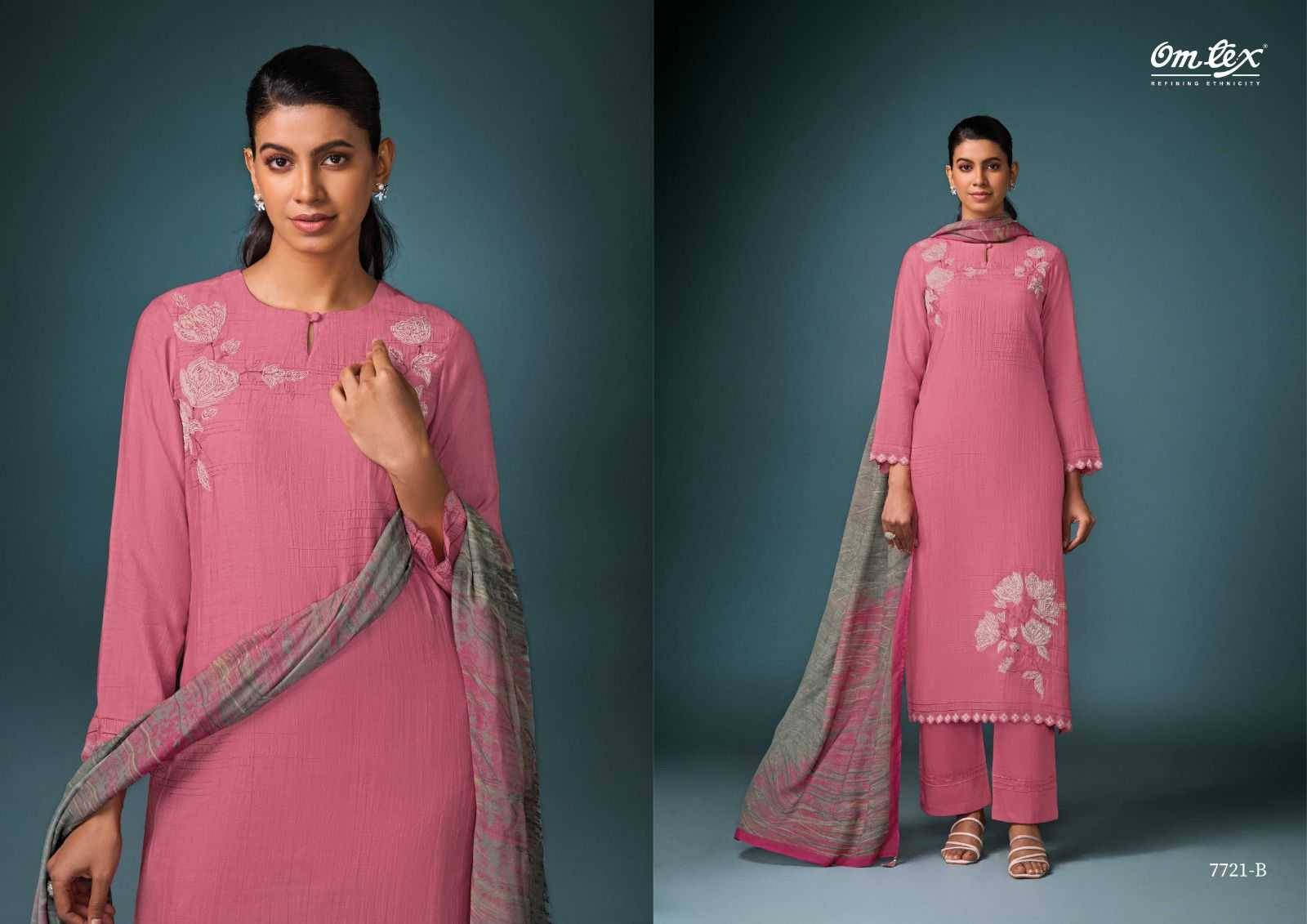 Designer Luxe By Om Tex 7721-A To 7721-D Series Beautiful Suits Stylish Fancy Colorful Party Wear & Ethnic Wear Silk Dresses At Wholesale Price