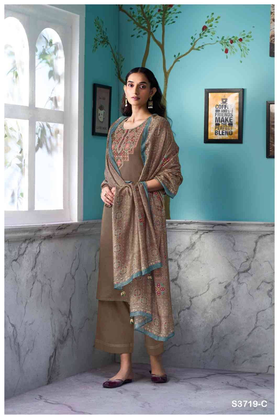 Myrixa-3719 By Ganga Fashion 3719-A To 3719-D Series Beautiful Festive Suits Colorful Stylish Fancy Casual Wear & Ethnic Wear Pure Cotton Satin Dresses At Wholesale Price