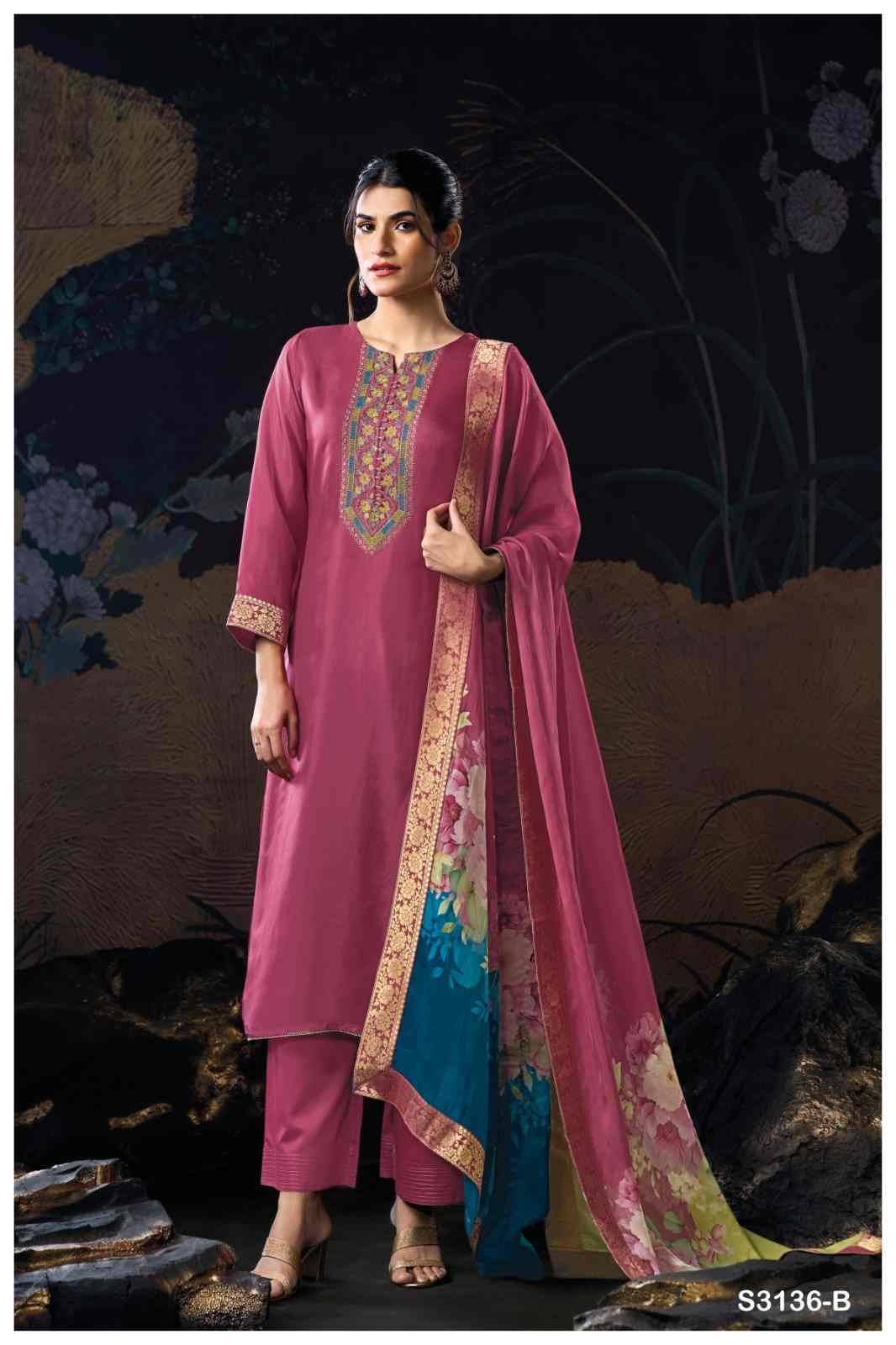 Dalys-3136 By Ganga Fashion 3136-A To 3136-B Series Beautiful Festive Suits Colorful Stylish Fancy Casual Wear & Ethnic Wear Pure Bemberg Silk Dresses At Wholesale Price