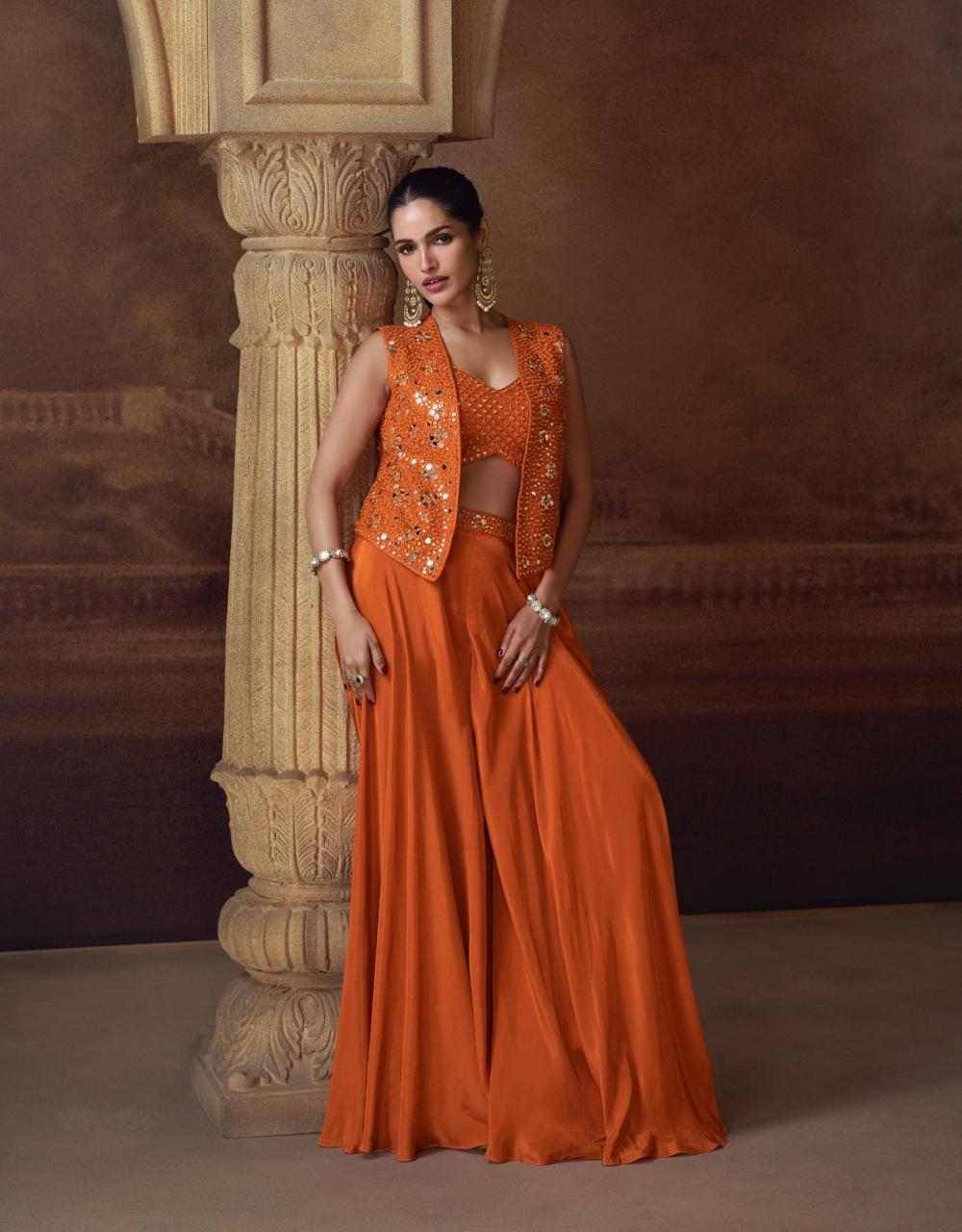 Silky By Sayuri 5828 To 5830 Series Designer Beautiful Festive Collection Occasional Wear & Party Wear Pure Chinnon Silk Crop Top With Bottom And Jacket At Wholesale Price