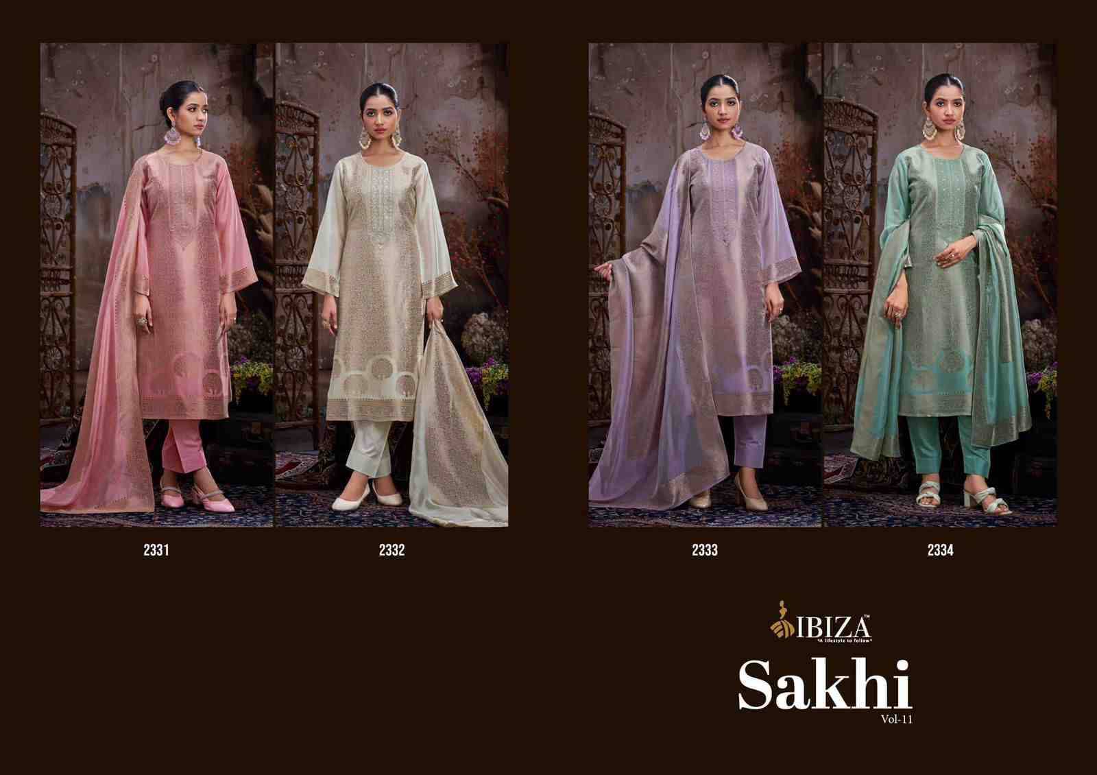 Sakhi Vol-11 By Ibiza 2331 To 2334 Series Designer Festive Suits Beautiful Fancy Stylish Colorful Party Wear & Occasional Wear Pure Silk Jacquard Dresses At Wholesale Price
