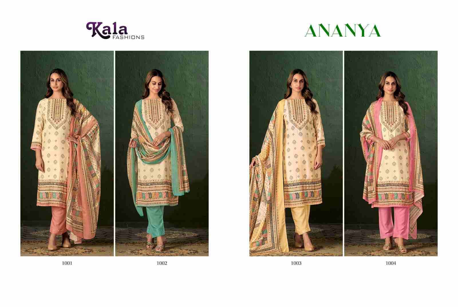 Ananya By Kala Fashion 1001 To 1004 Series Festive Suits Beautiful Fancy Colorful Stylish Party Wear & Occasional Wear Pure Muslin Dresses At Wholesale Price