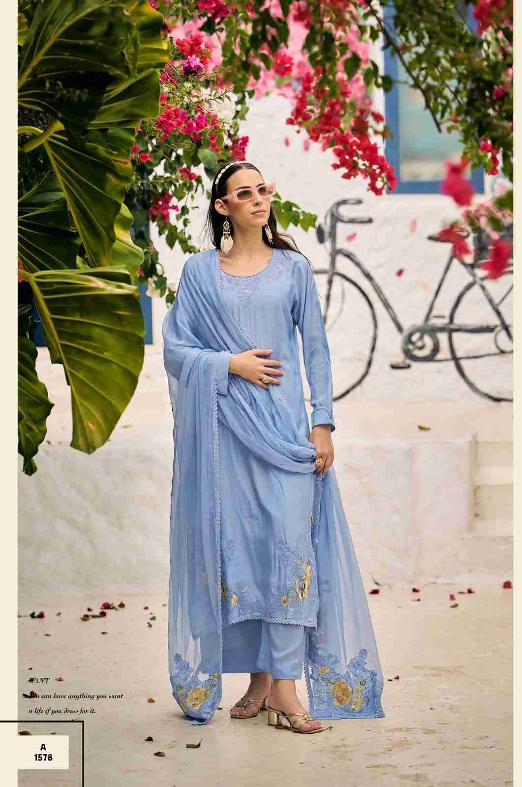 Mahay By Aiqa 1573 To 1578 Series Beautiful Festive Suits Colorful Stylish Fancy Casual Wear & Ethnic Wear Pure Bemberg Muslin Silk With Work Dresses At Wholesale Price