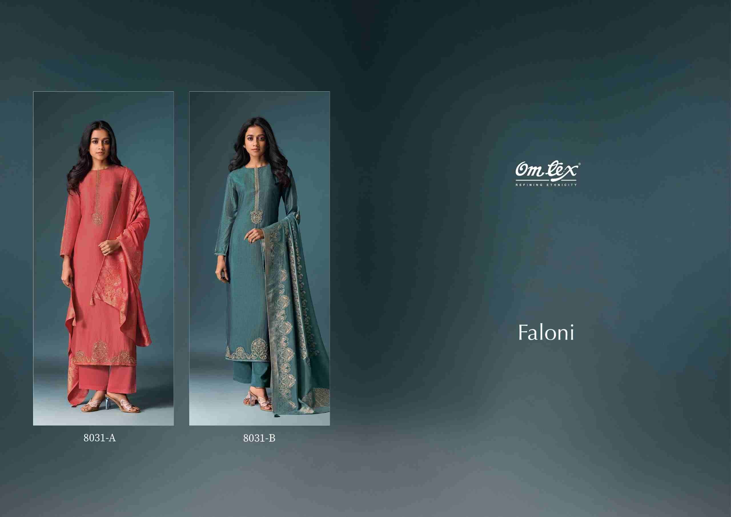Faloni By Om Tex 8031-A To 8031-B Series Beautiful Suits Stylish Fancy Colorful Party Wear & Ethnic Wear Silk Dresses At Wholesale Price