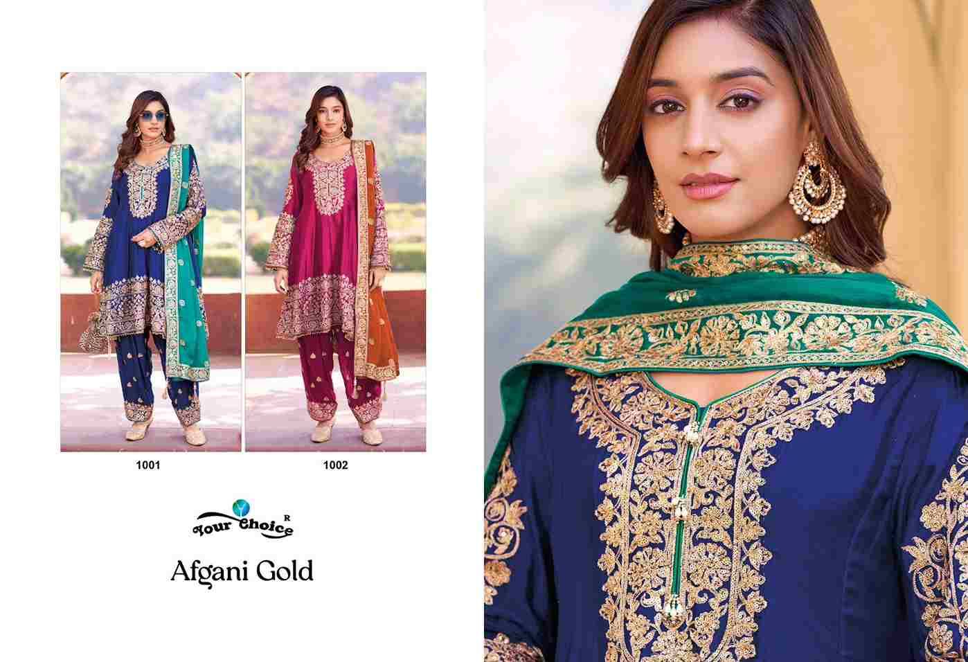 Afgani Gold By Your Choice 1001 To 1002 Series Festive Suits Beautiful Fancy Colorful Stylish Party Wear & Occasional Wear Pure Chinnon Dresses At Wholesale Price