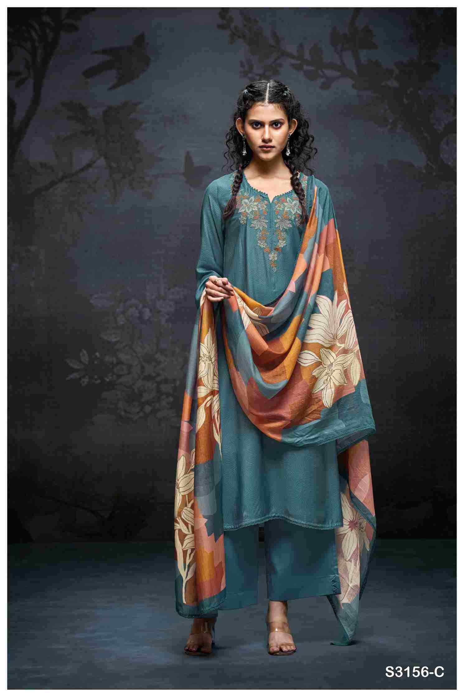 Daiva-3156 By Ganga Fashion 3156-A To 3156-D Series Beautiful Festive Suits Colorful Stylish Fancy Casual Wear & Ethnic Wear Pure Bemberg Silk Dresses At Wholesale Price