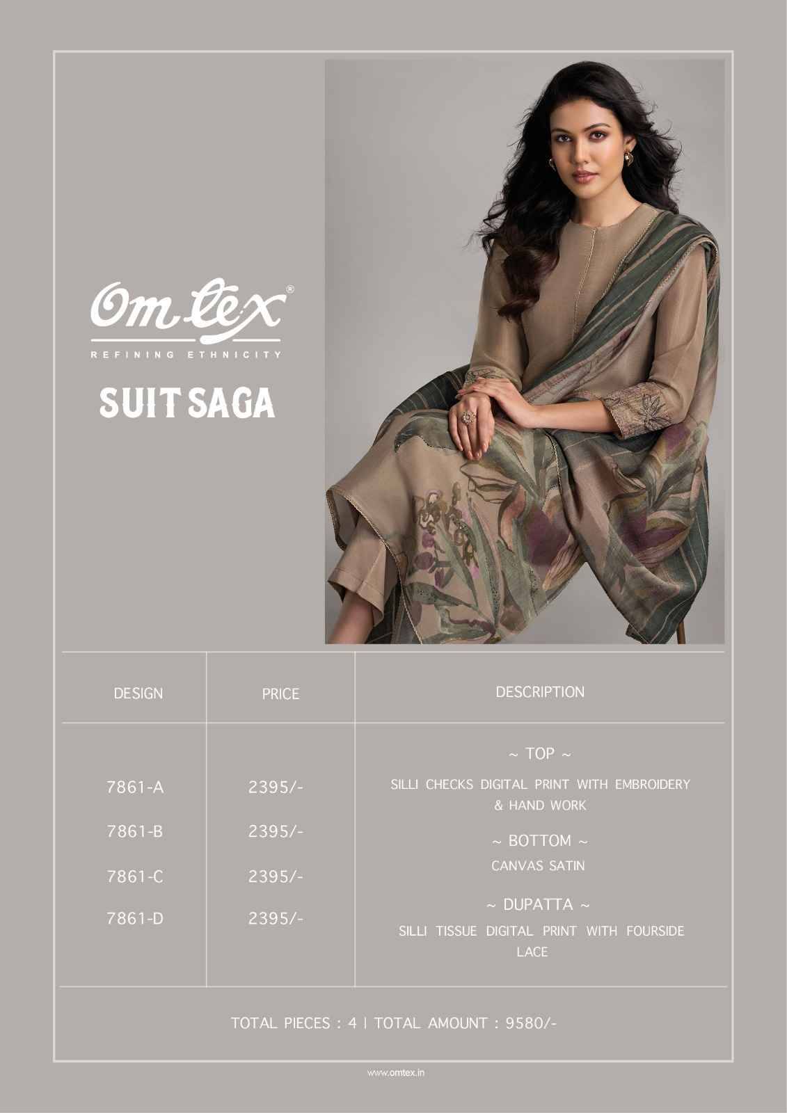 Suit Saga By Om Tex 7861-A To 7861-D Series Beautiful Suits Stylish Fancy Colorful Party Wear & Ethnic Wear Silly Checks Dresses At Wholesale Price